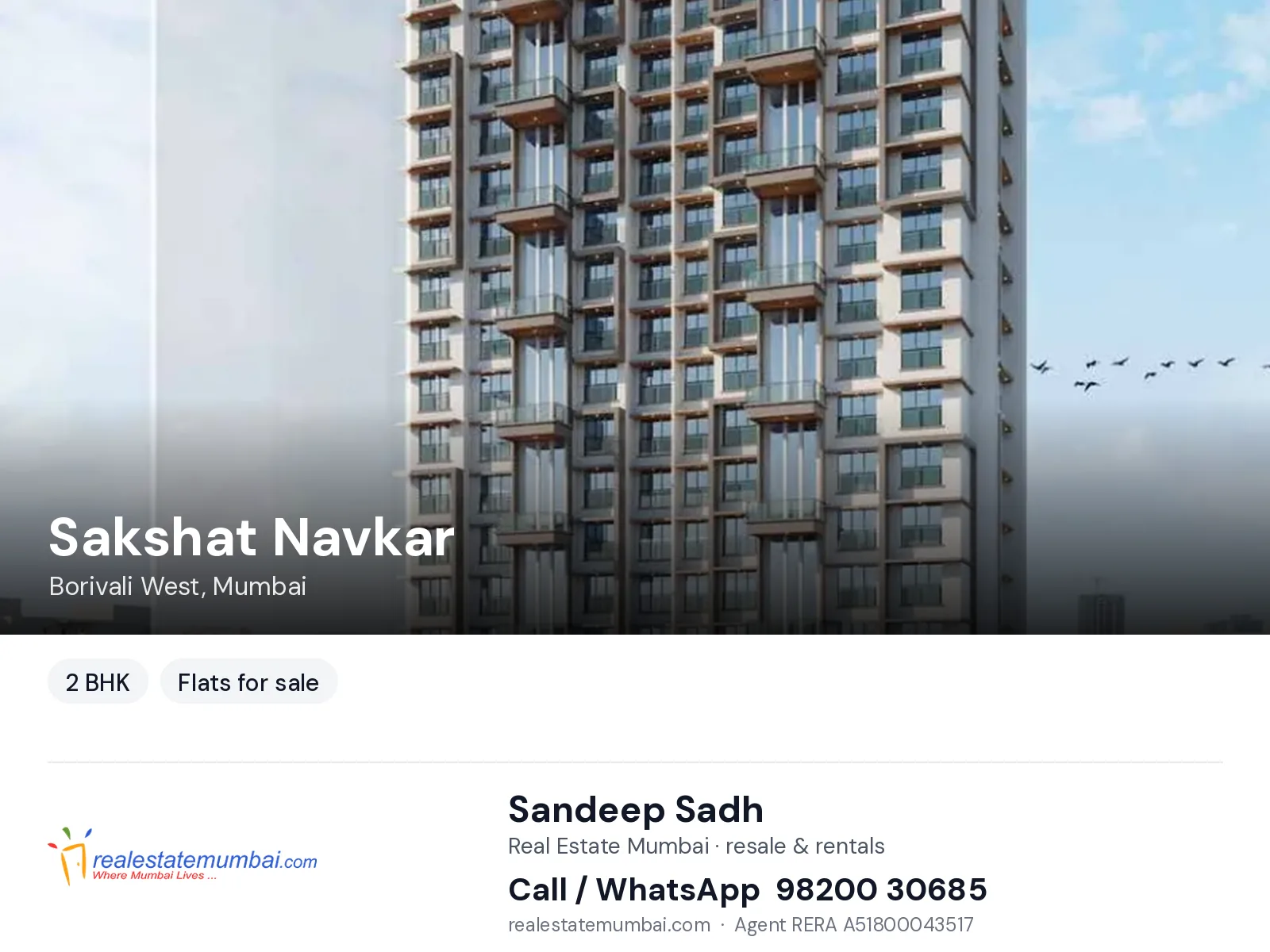 Sakshat Navkar, Borivali West, Mumbai — 2 BHK flats for sale | Real Estate Mumbai, Sandeep Sadh 98200 30685