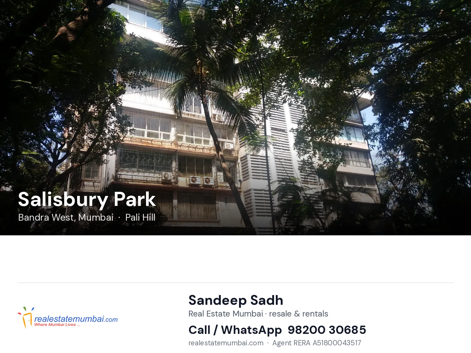 Salisbury Park, Bandra West, Mumbai — flats | Real Estate Mumbai, Sandeep Sadh 98200 30685