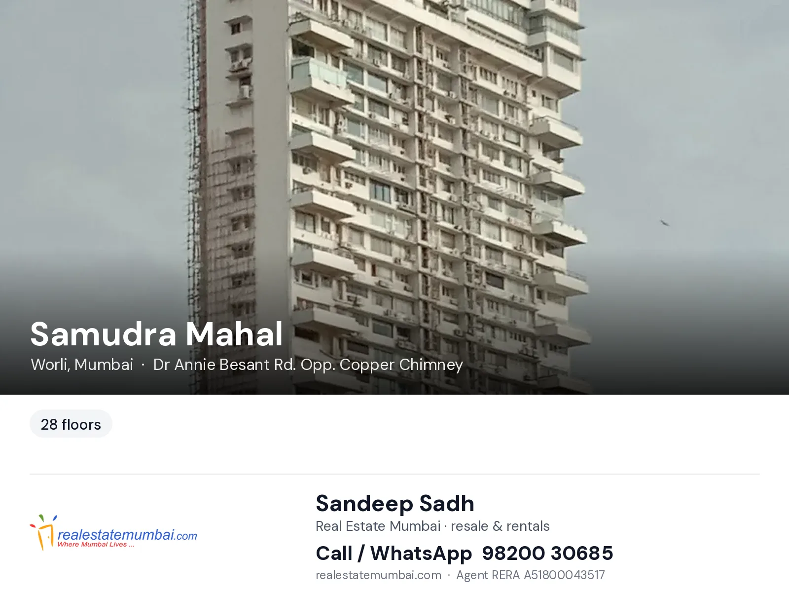 Samudra Mahal, Worli, Mumbai — flats | Real Estate Mumbai, Sandeep Sadh 98200 30685