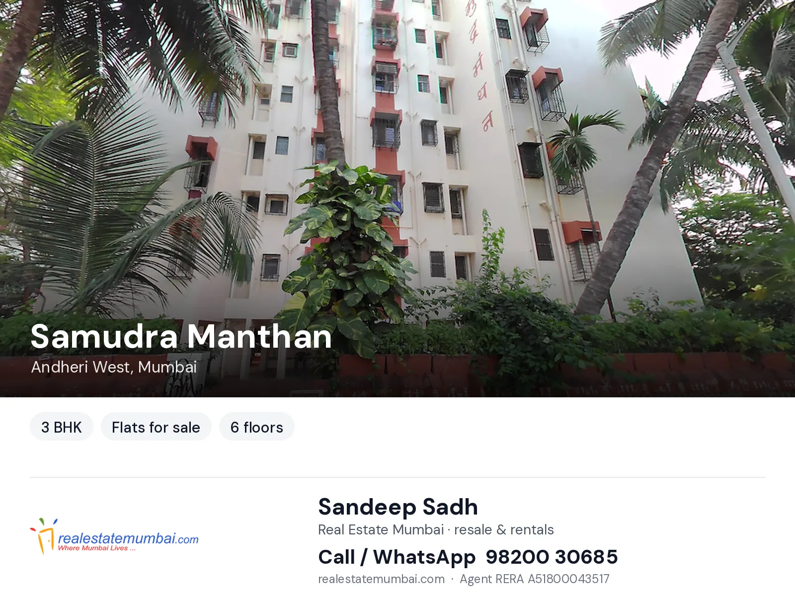 Samudra Manthan, Andheri West, Mumbai — 3 BHK flats for sale | Real Estate Mumbai, Sandeep Sadh 98200 30685