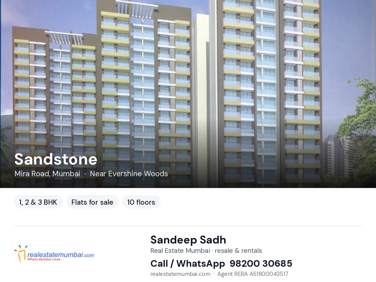 Sandstone, Mira Road, Mumbai — 1, 2 & 3 BHK flats for sale | Real Estate Mumbai, Sandeep Sadh 98200 30685