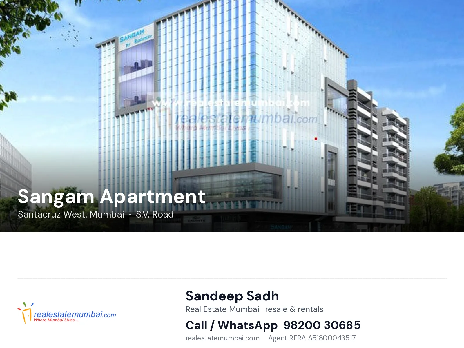 Sangam Apartment, Santacruz West, Mumbai — flats | Real Estate Mumbai, Sandeep Sadh 98200 30685