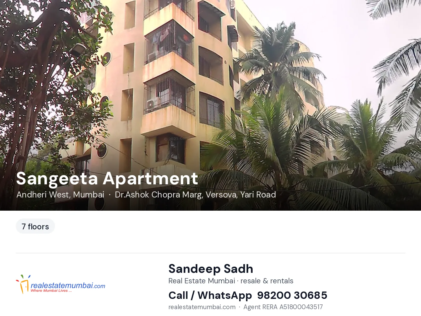 Sangeeta Apartment, Andheri West, Mumbai — flats | Real Estate Mumbai, Sandeep Sadh 98200 30685