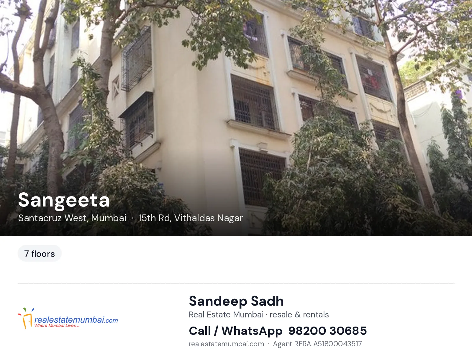 Sangeeta, Santacruz West, Mumbai — flats | Real Estate Mumbai, Sandeep Sadh 98200 30685