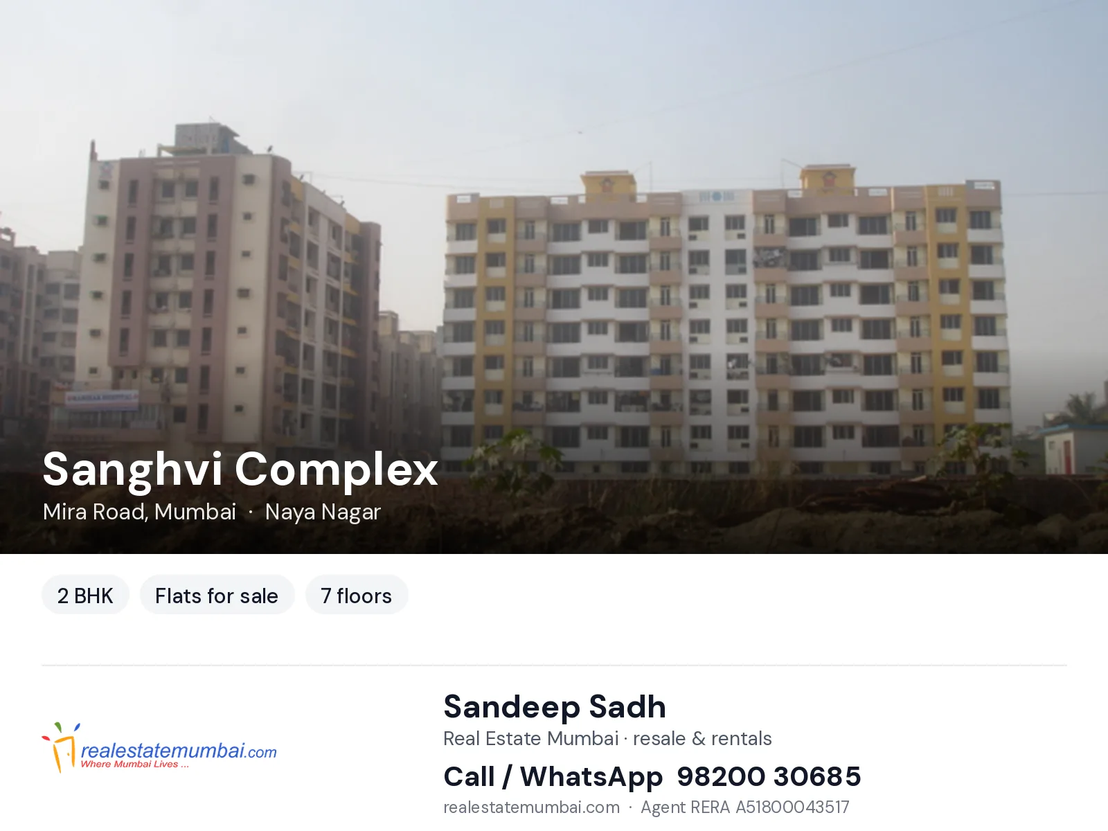 Sanghvi Complex, Mira Road, Mumbai — 2 BHK flats for sale | Real Estate Mumbai, Sandeep Sadh 98200 30685