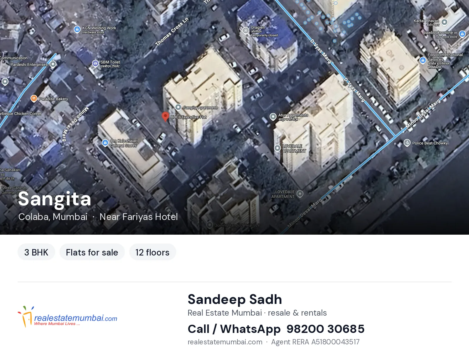 Sangita, Colaba, Mumbai — 3 BHK flats for sale | Real Estate Mumbai, Sandeep Sadh 98200 30685