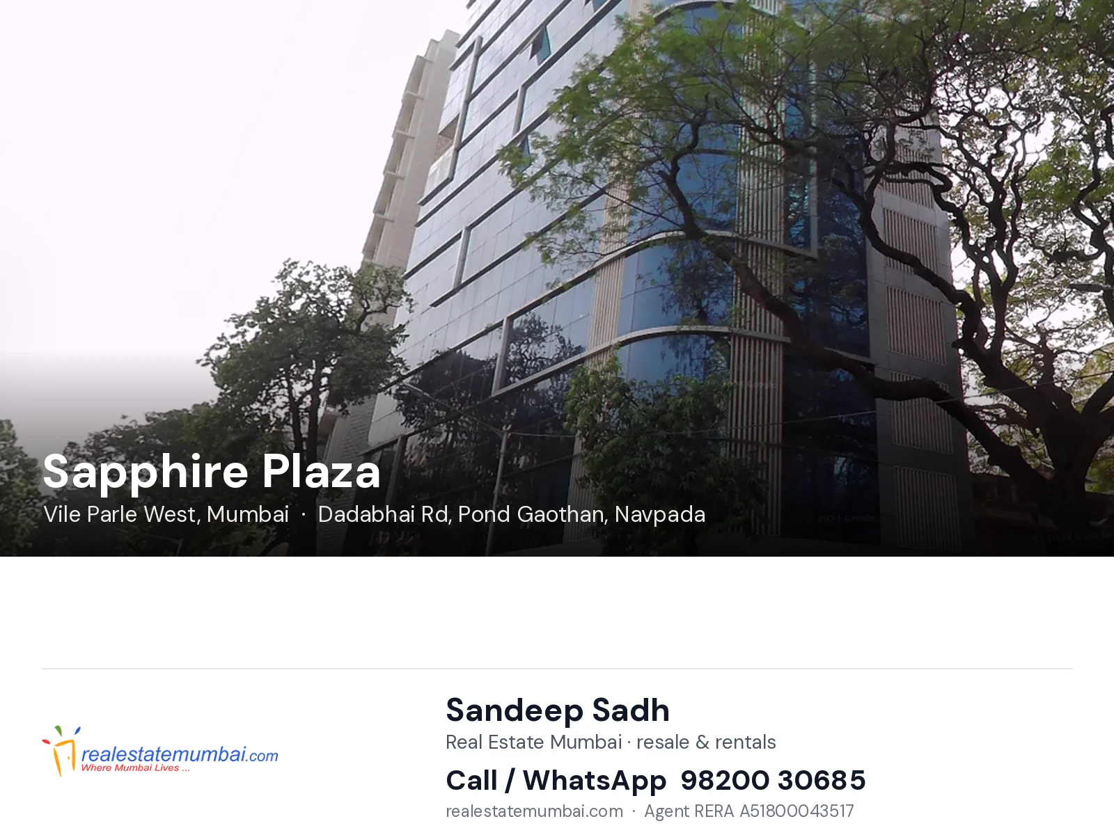 Sapphire Plaza, Vile Parle West, Mumbai — flats | Real Estate Mumbai, Sandeep Sadh 98200 30685