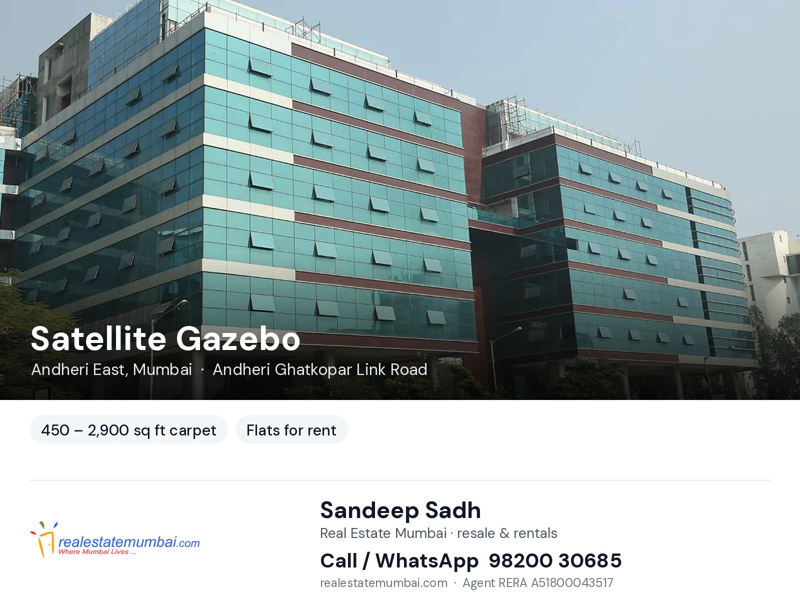 Satellite Gazebo, Andheri East, Mumbai — flats for rent | Real Estate Mumbai, Sandeep Sadh 98200 30685