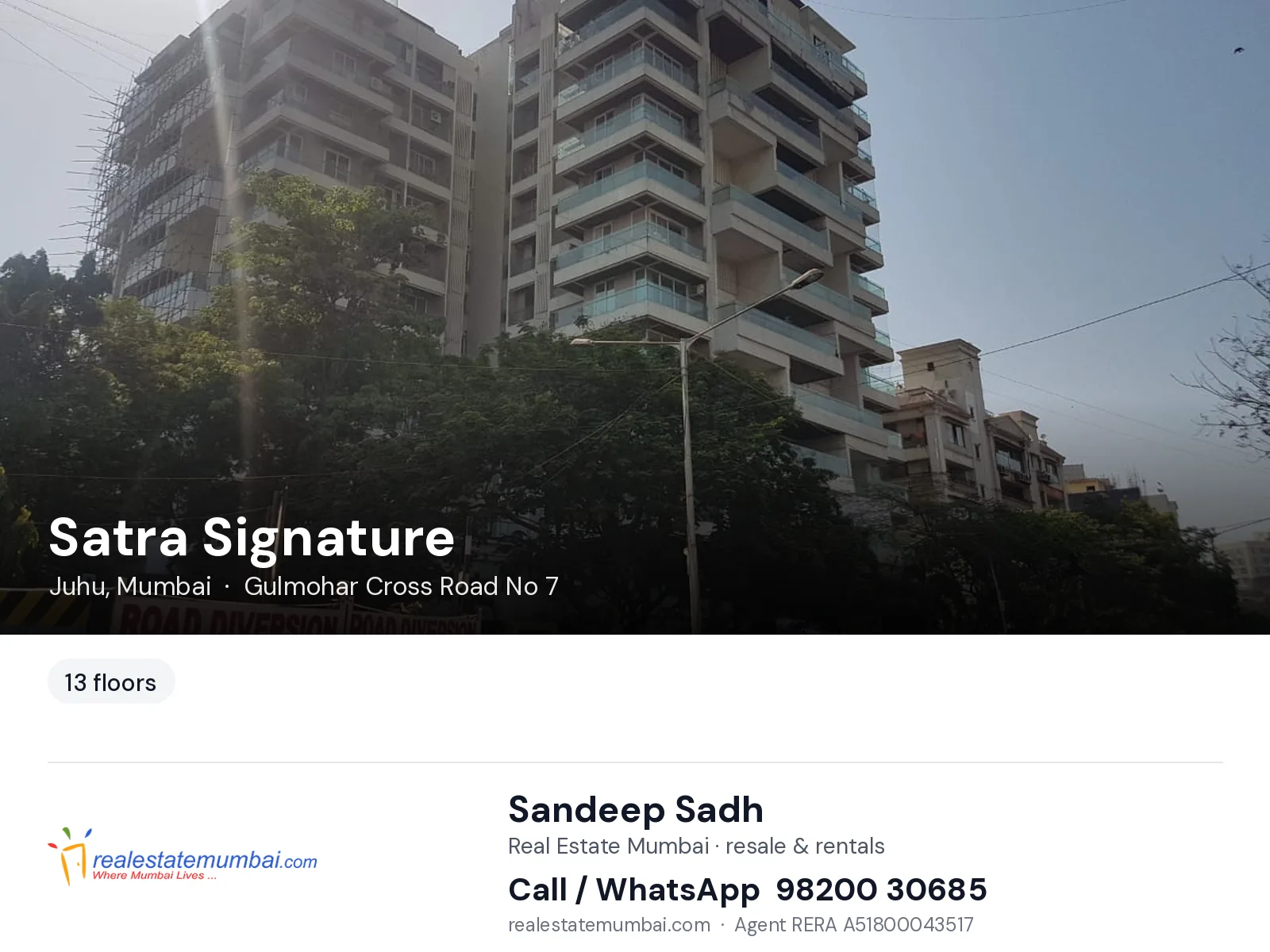 Satra Signature, Juhu, Mumbai — flats | Real Estate Mumbai, Sandeep Sadh 98200 30685