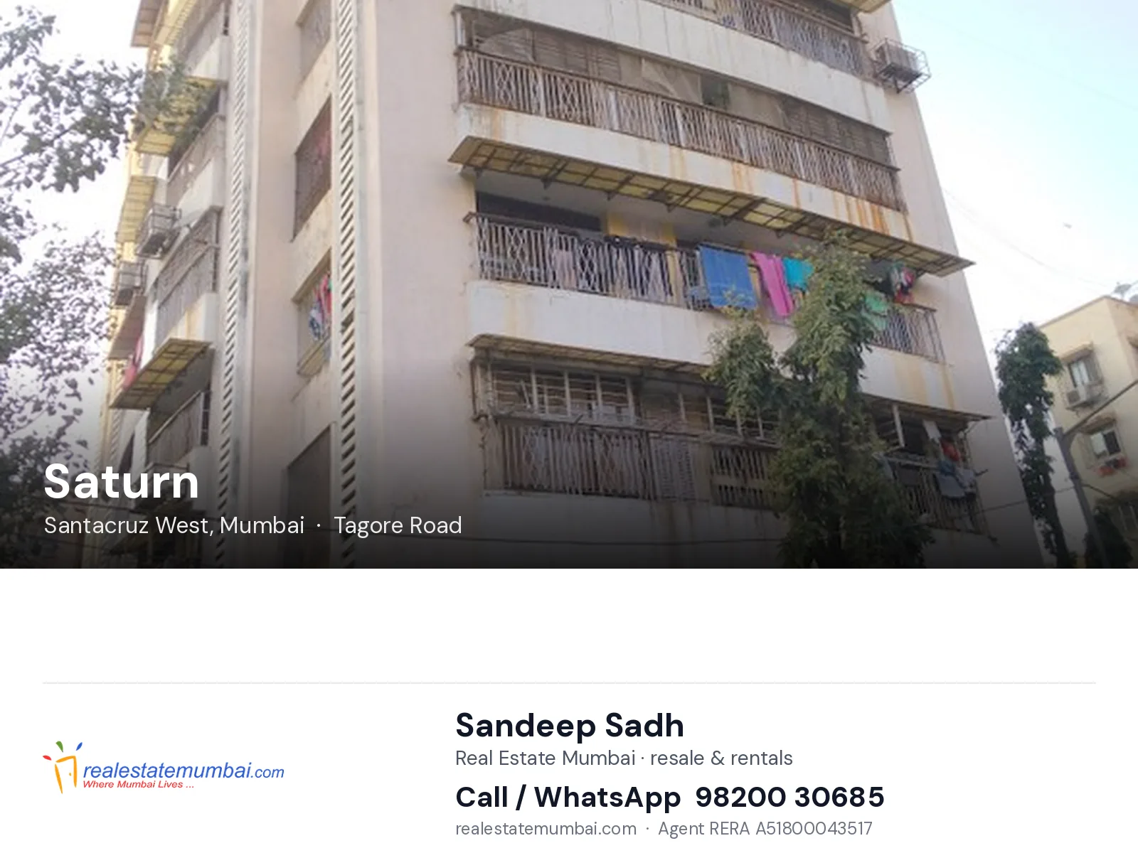 Saturn, Santacruz West, Mumbai — flats | Real Estate Mumbai, Sandeep Sadh 98200 30685