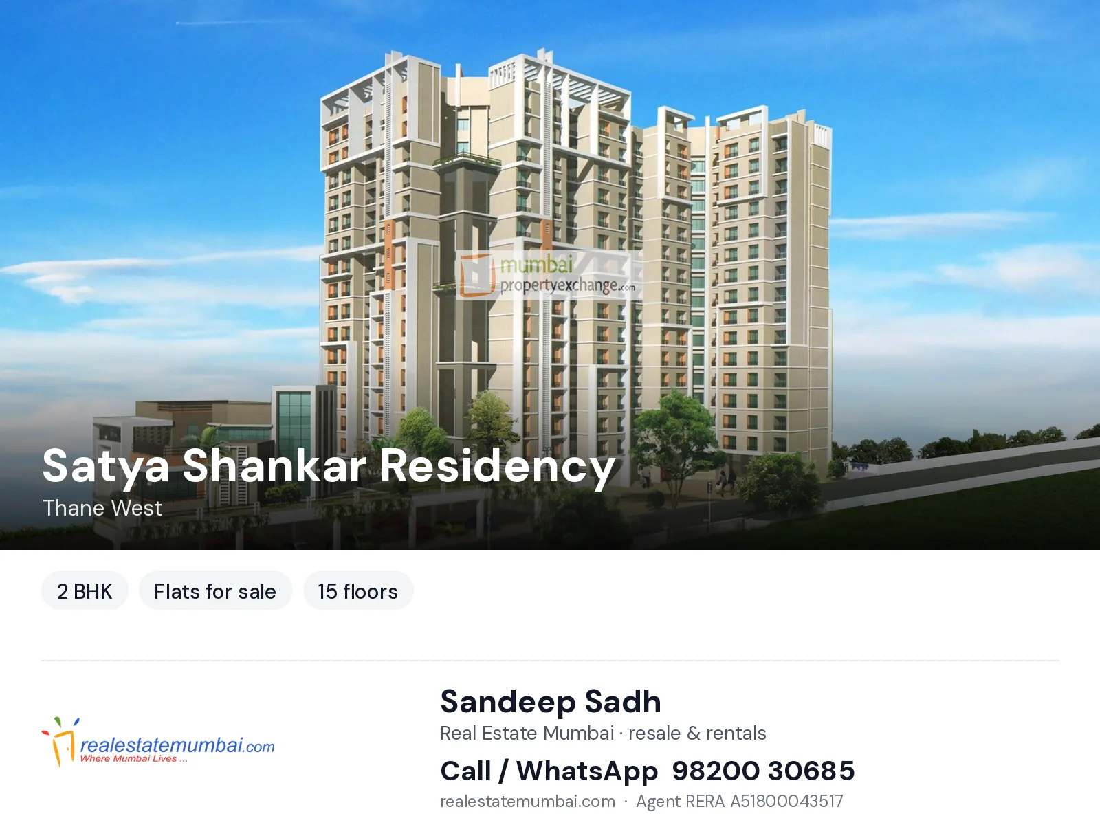 Satya Shankar Residency, Thane West — 2 BHK flats for sale | Real Estate Mumbai, Sandeep Sadh 98200 30685