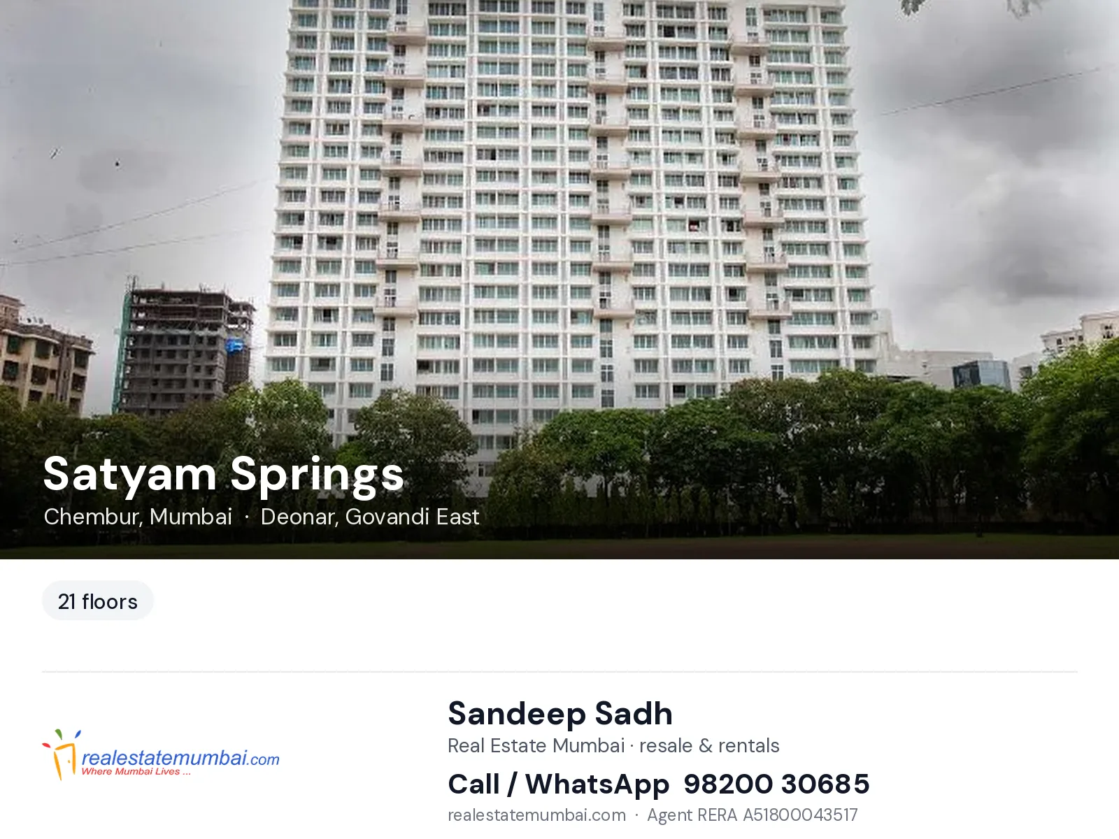 Satyam Springs, Chembur, Mumbai — flats | Real Estate Mumbai, Sandeep Sadh 98200 30685