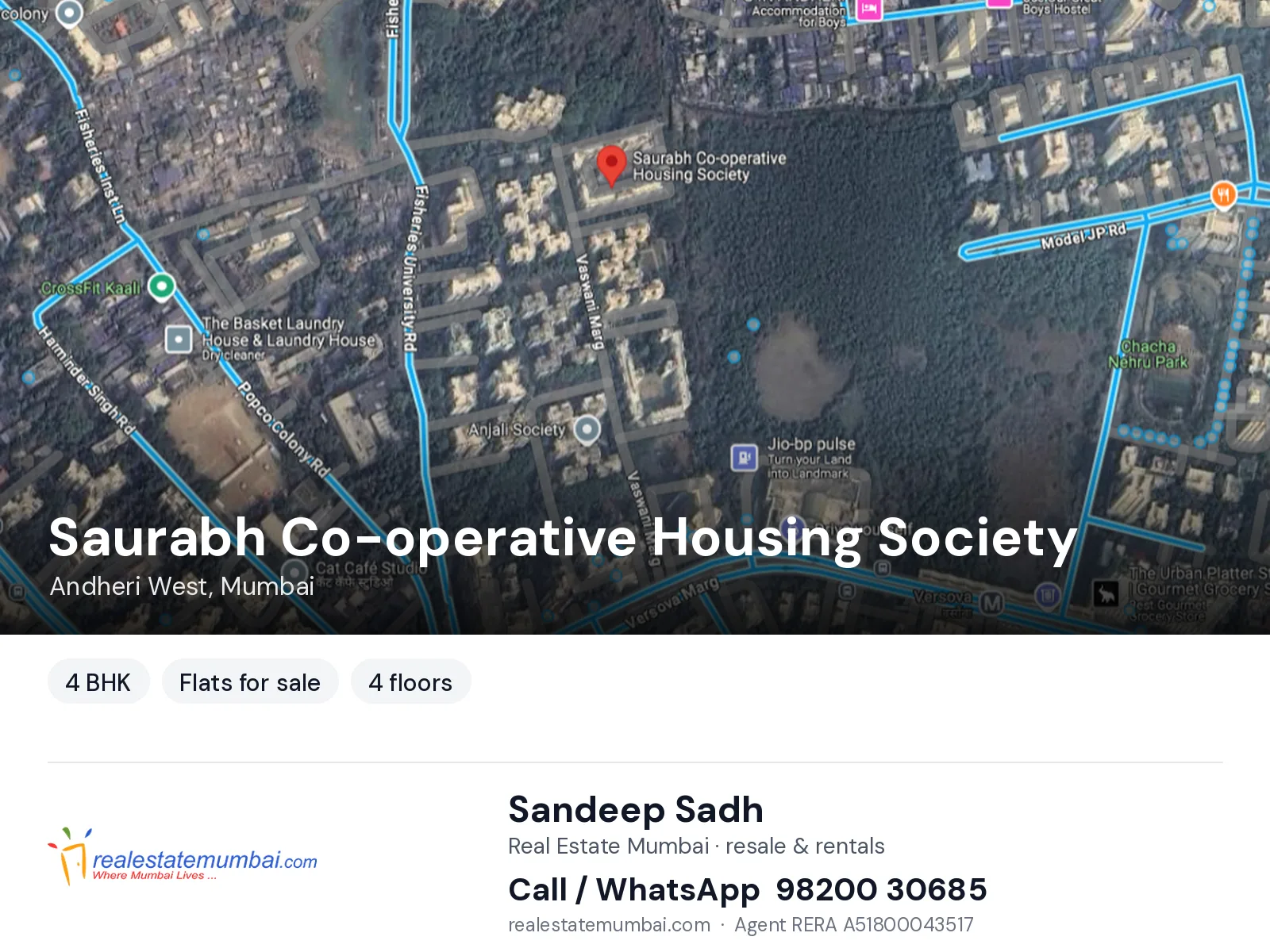 Saurabh Co-operative Housing Society, Andheri West, Mumbai — 4 BHK flats for sale | Real Estate Mumbai, Sandeep Sadh 98200 30685