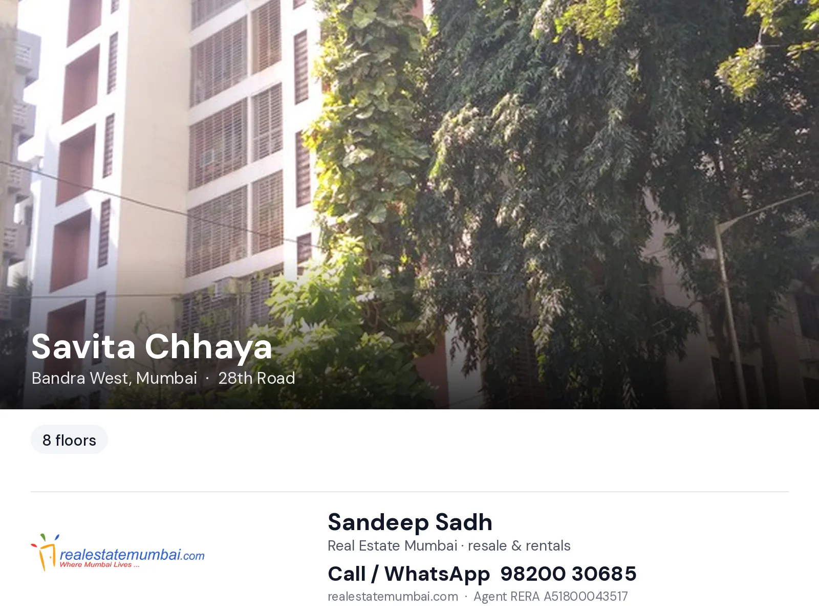 Savita Chhaya, Bandra West, Mumbai — flats | Real Estate Mumbai, Sandeep Sadh 98200 30685