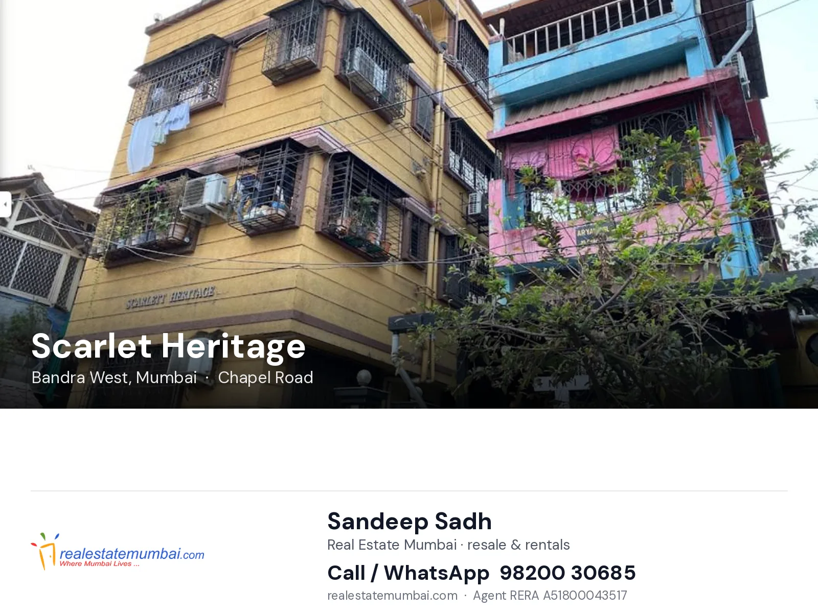 Scarlet Heritage, Bandra West, Mumbai — flats | Real Estate Mumbai, Sandeep Sadh 98200 30685