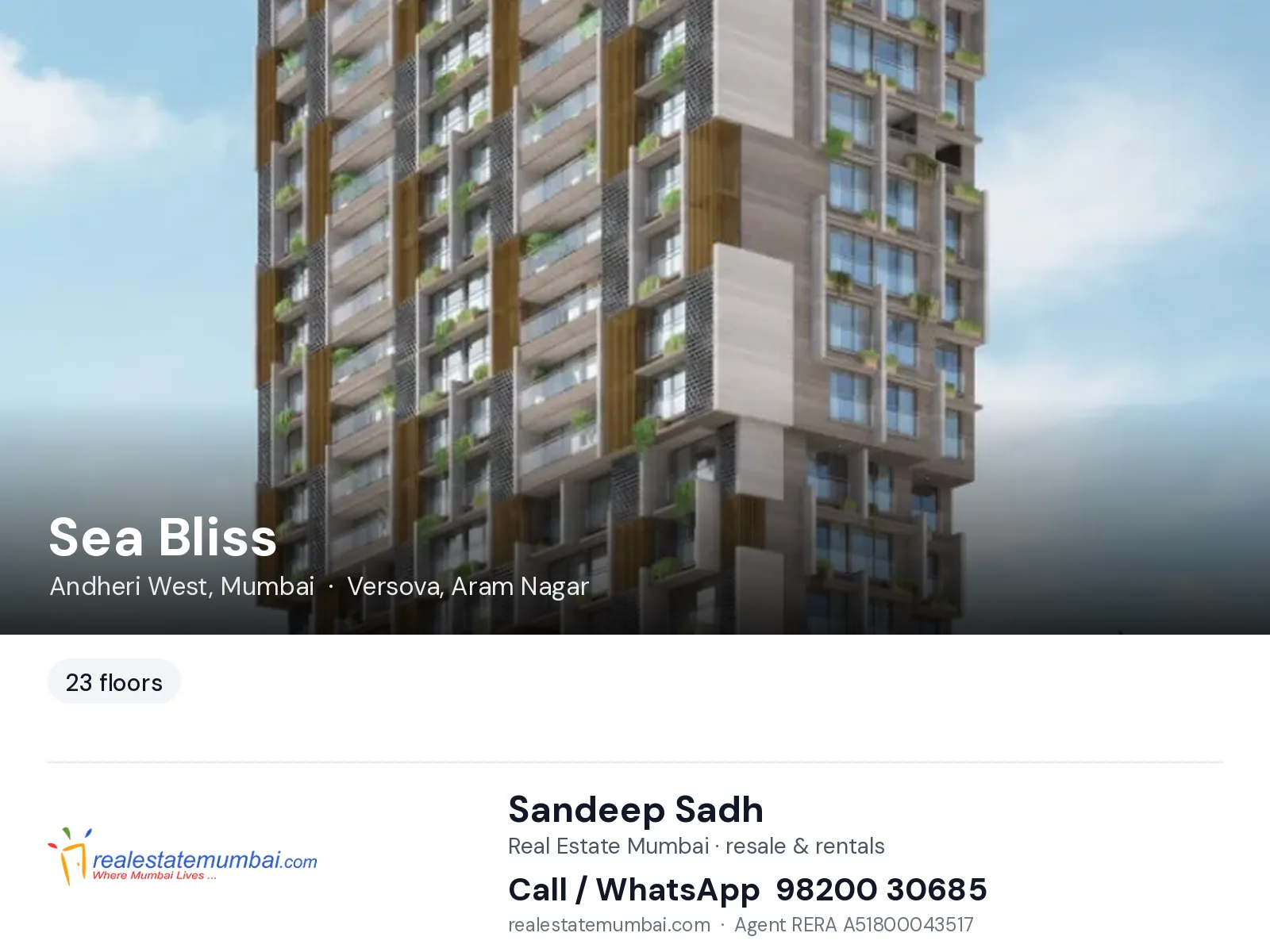 Sea Bliss, Andheri West, Mumbai — flats | Real Estate Mumbai, Sandeep Sadh 98200 30685