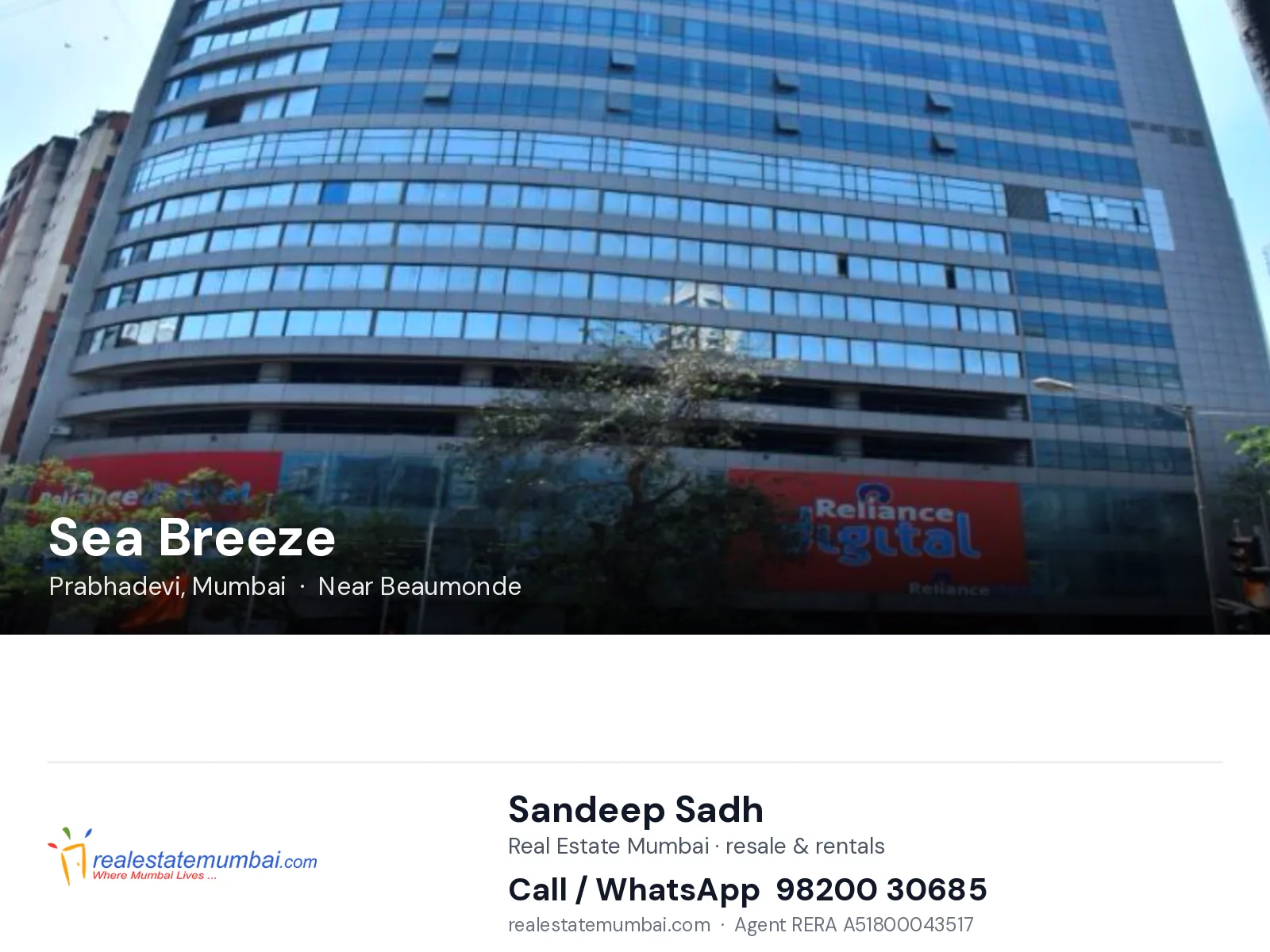 Sea Breeze, Prabhadevi, Mumbai — flats | Real Estate Mumbai, Sandeep Sadh 98200 30685