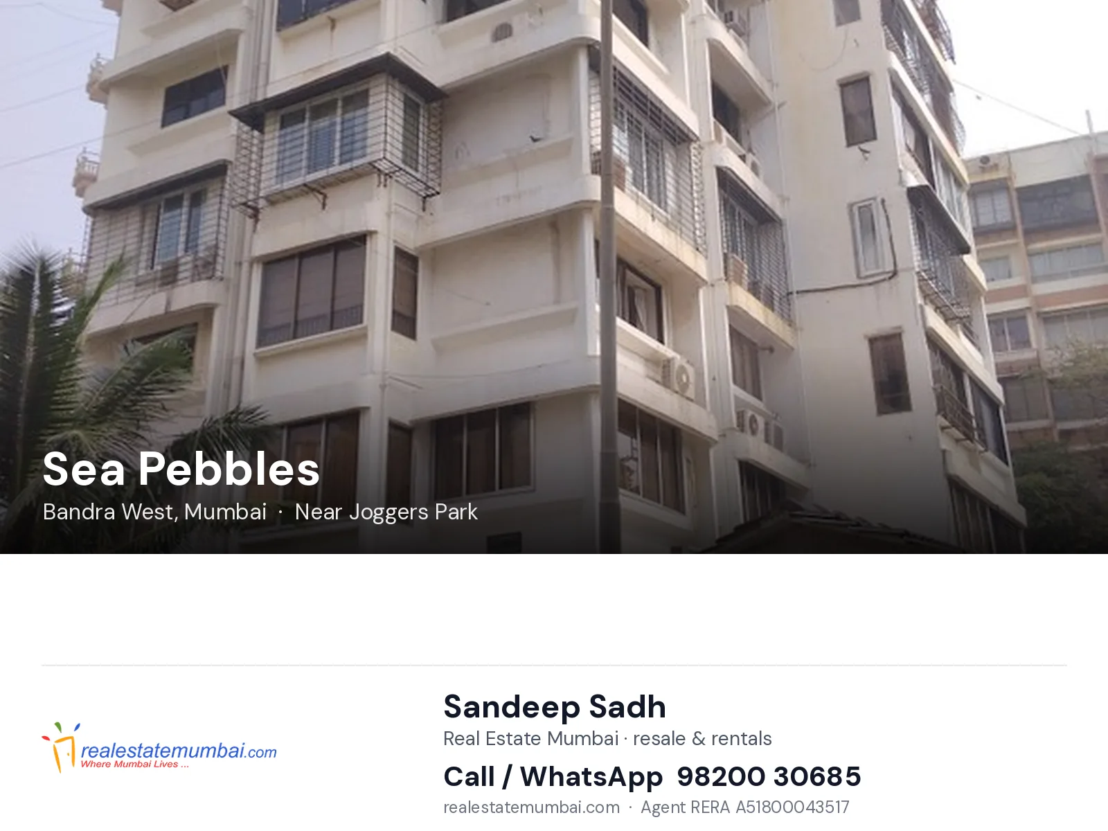 Sea Pebbles, Bandra West, Mumbai — flats | Real Estate Mumbai, Sandeep Sadh 98200 30685