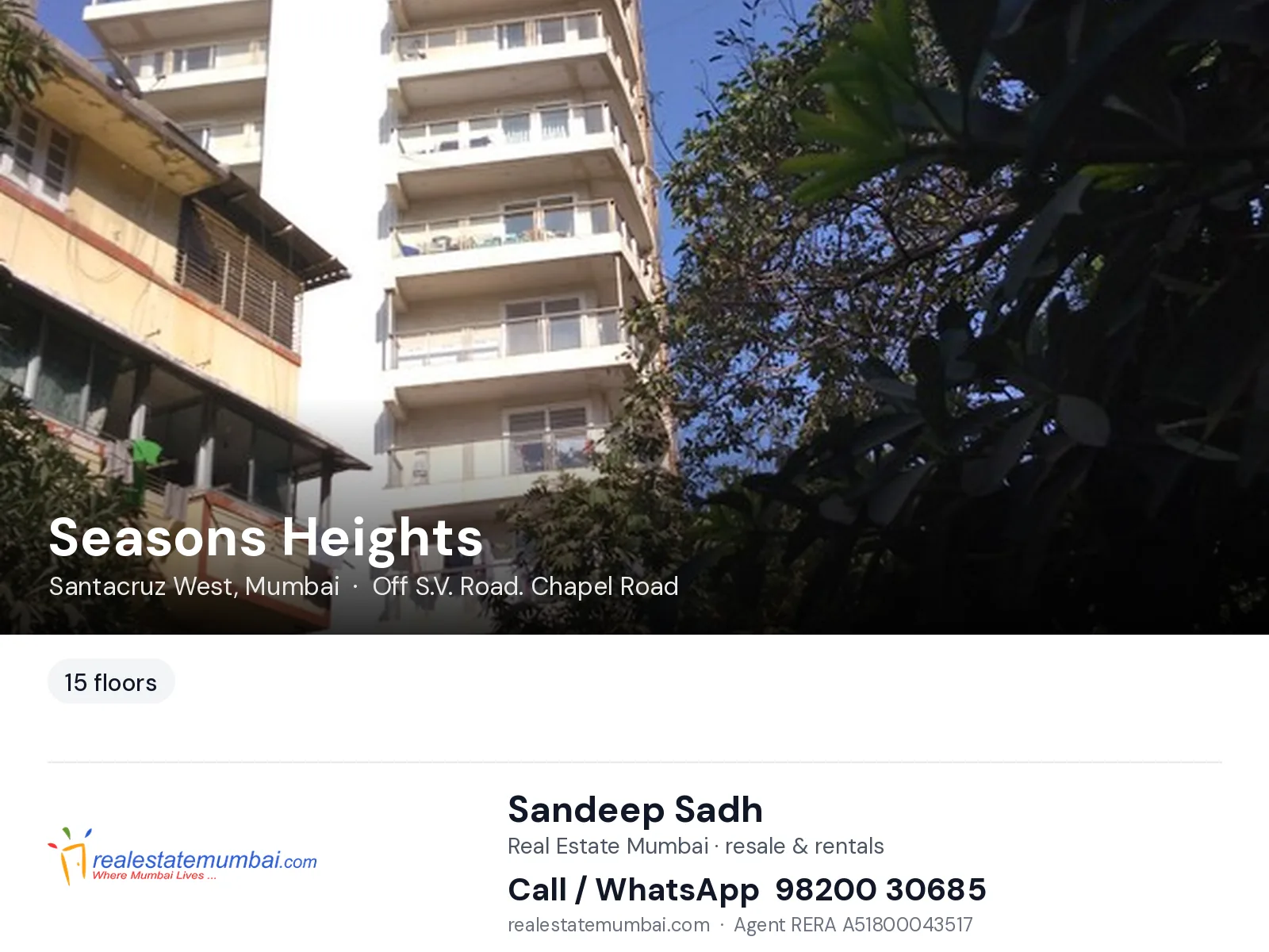Seasons Heights, Santacruz West, Mumbai — flats | Real Estate Mumbai, Sandeep Sadh 98200 30685