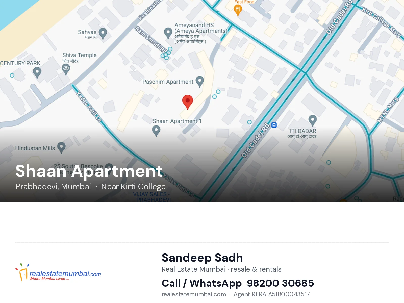 Shaan Apartment, Prabhadevi, Mumbai — flats | Real Estate Mumbai, Sandeep Sadh 98200 30685