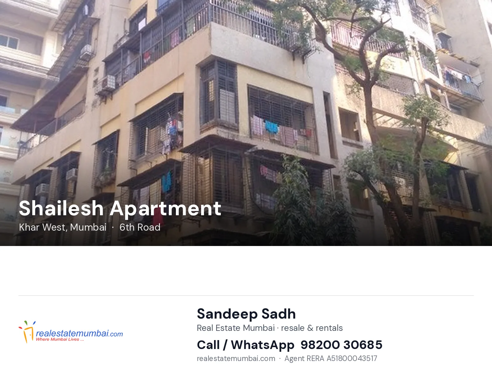 Shailesh Apartment, Khar West, Mumbai — flats | Real Estate Mumbai, Sandeep Sadh 98200 30685