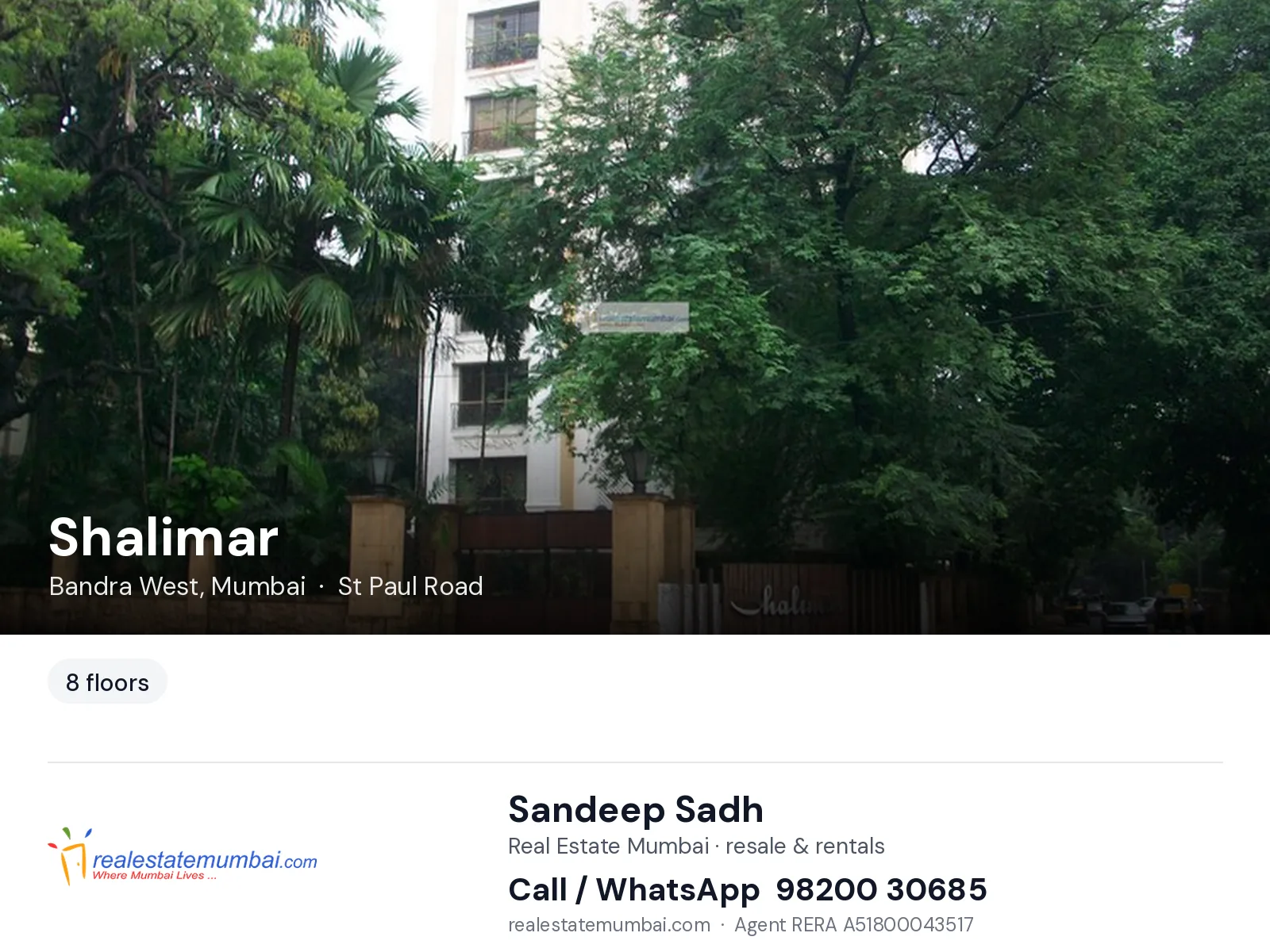 Shalimar, Bandra West, Mumbai — flats | Real Estate Mumbai, Sandeep Sadh 98200 30685