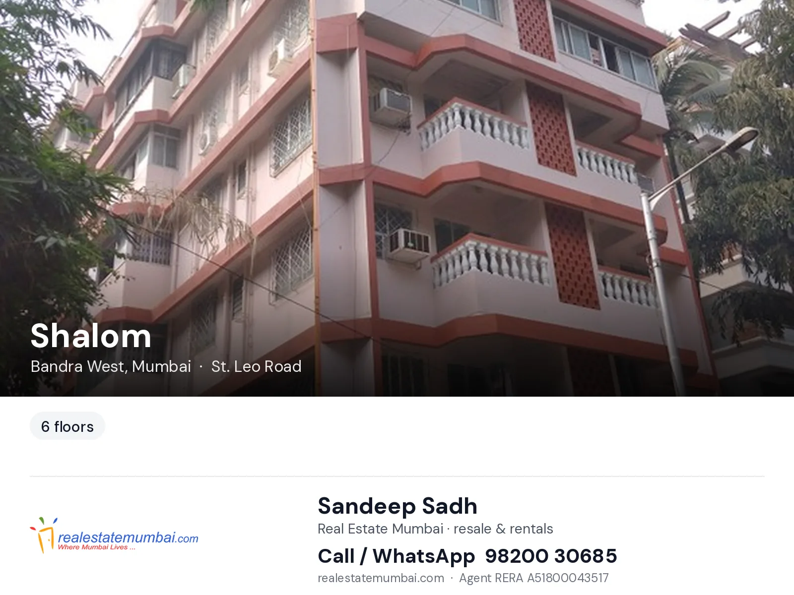 Shalom, Bandra West, Mumbai — flats | Real Estate Mumbai, Sandeep Sadh 98200 30685