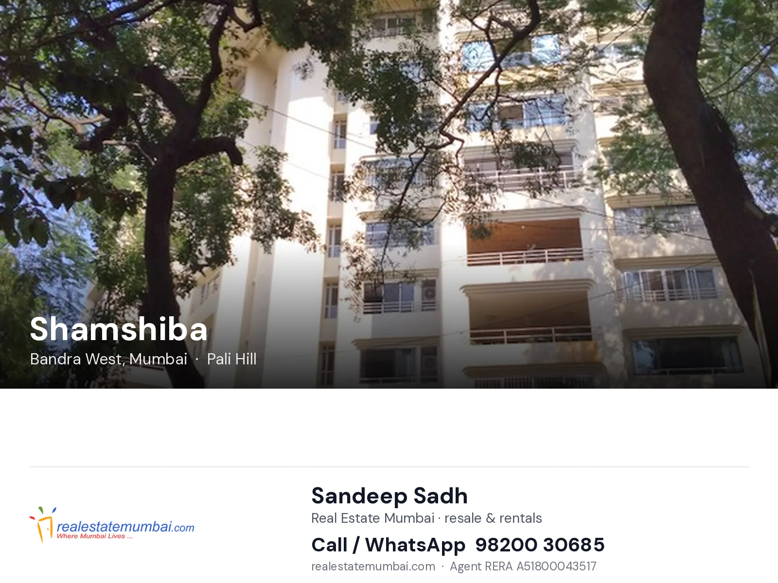 Shamshiba, Bandra West, Mumbai — flats | Real Estate Mumbai, Sandeep Sadh 98200 30685