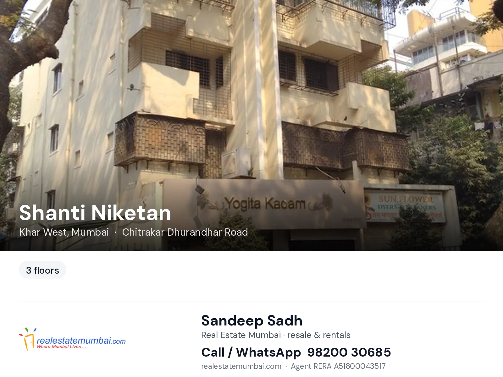 Shanti Niketan, Khar West, Mumbai — flats | Real Estate Mumbai, Sandeep Sadh 98200 30685