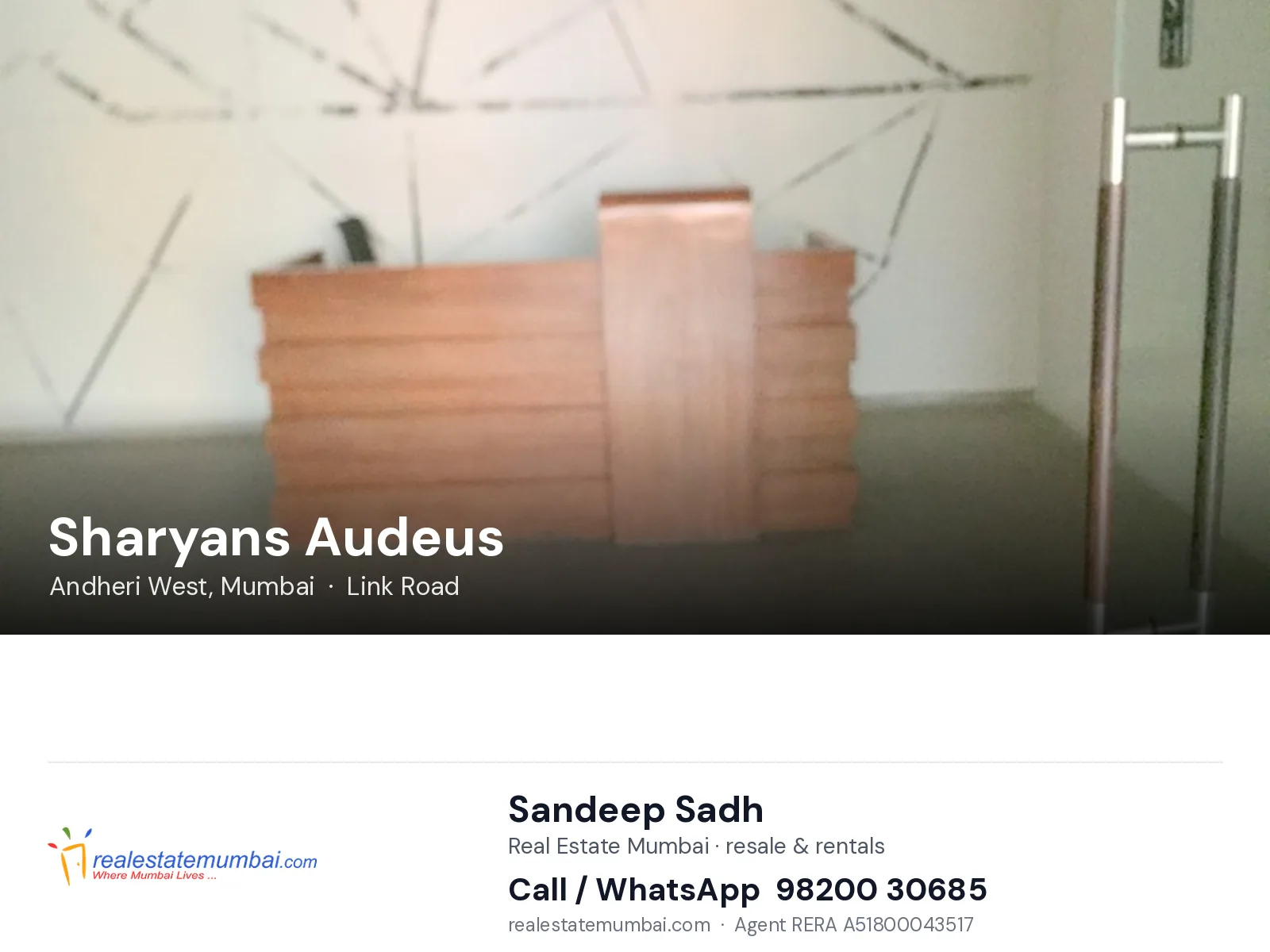 Sharyans Audeus, Andheri West, Mumbai — flats | Real Estate Mumbai, Sandeep Sadh 98200 30685
