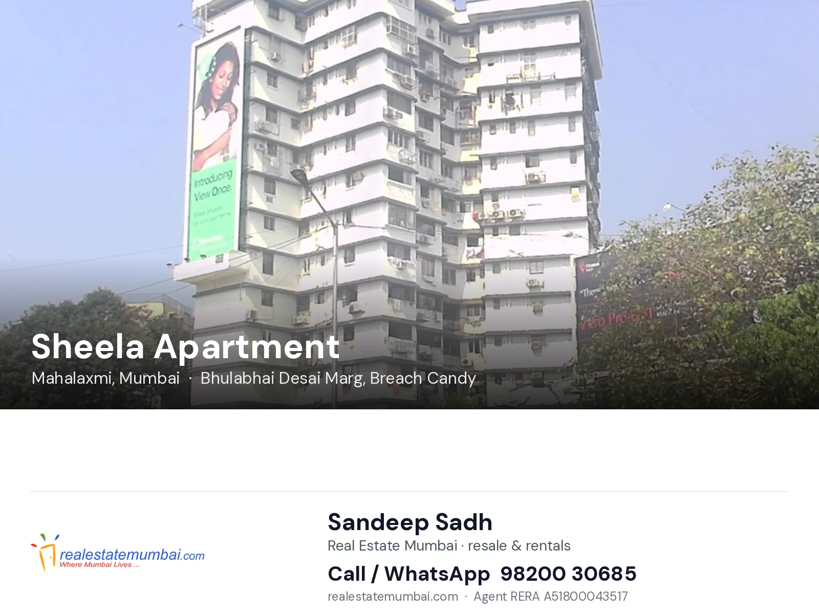 Sheela Apartment, Mahalaxmi, Mumbai — flats | Real Estate Mumbai, Sandeep Sadh 98200 30685