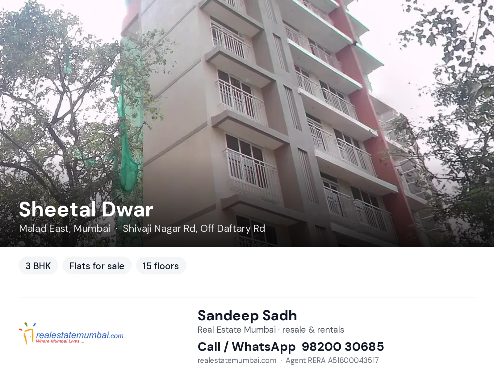 Sheetal Dwar, Malad East, Mumbai — 3 BHK flats for sale | Real Estate Mumbai, Sandeep Sadh 98200 30685
