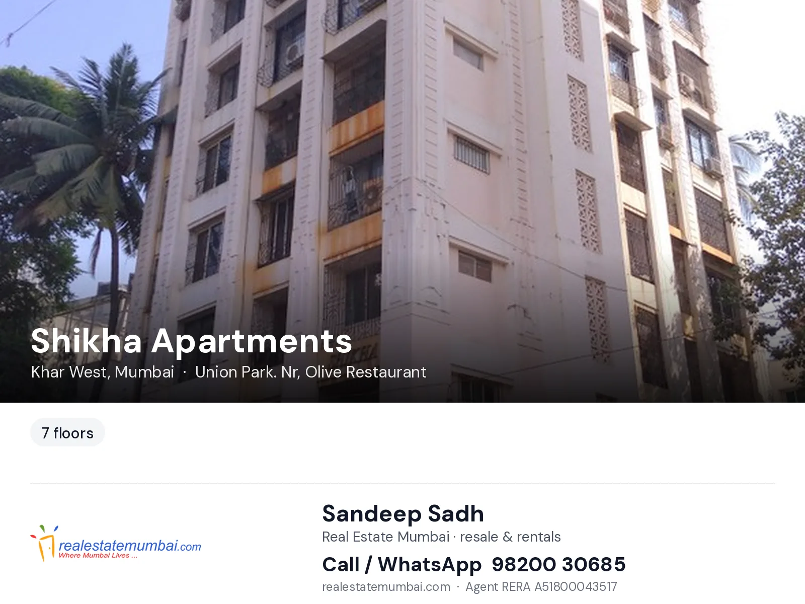 Shikha Apartments, Khar West, Mumbai — flats | Real Estate Mumbai, Sandeep Sadh 98200 30685