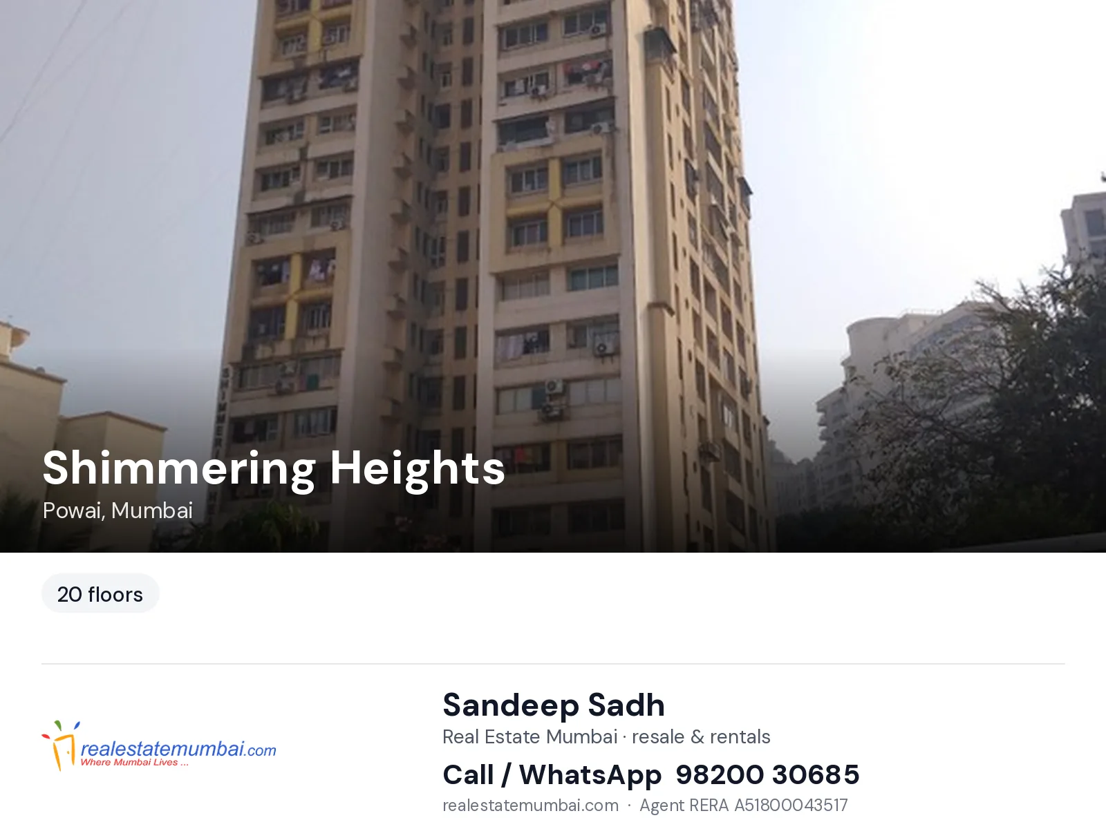 Shimmering Heights, Powai, Mumbai — flats | Real Estate Mumbai, Sandeep Sadh 98200 30685
