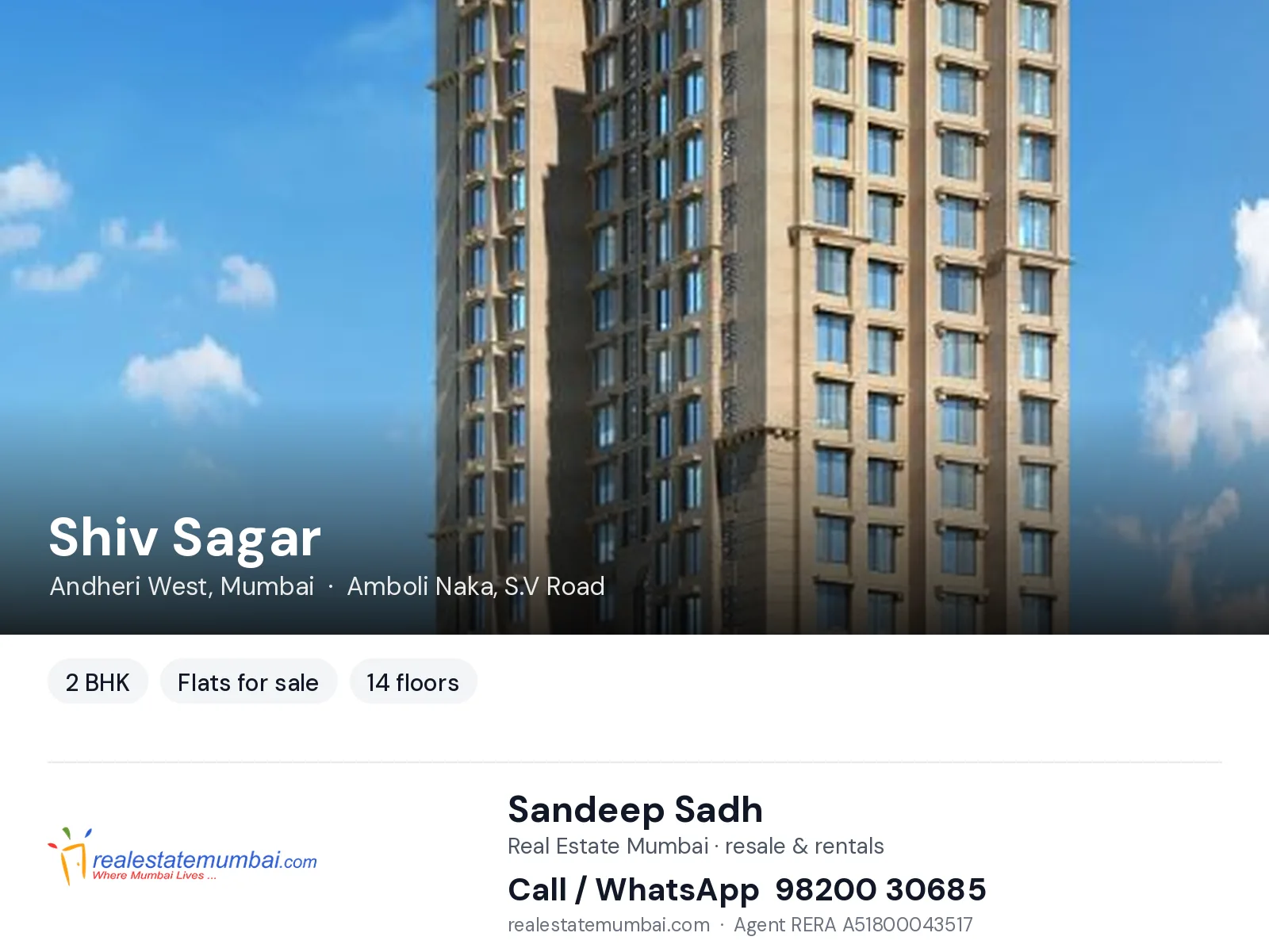 Shiv Sagar, Andheri West, Mumbai — 2 BHK flats for sale | Real Estate Mumbai, Sandeep Sadh 98200 30685