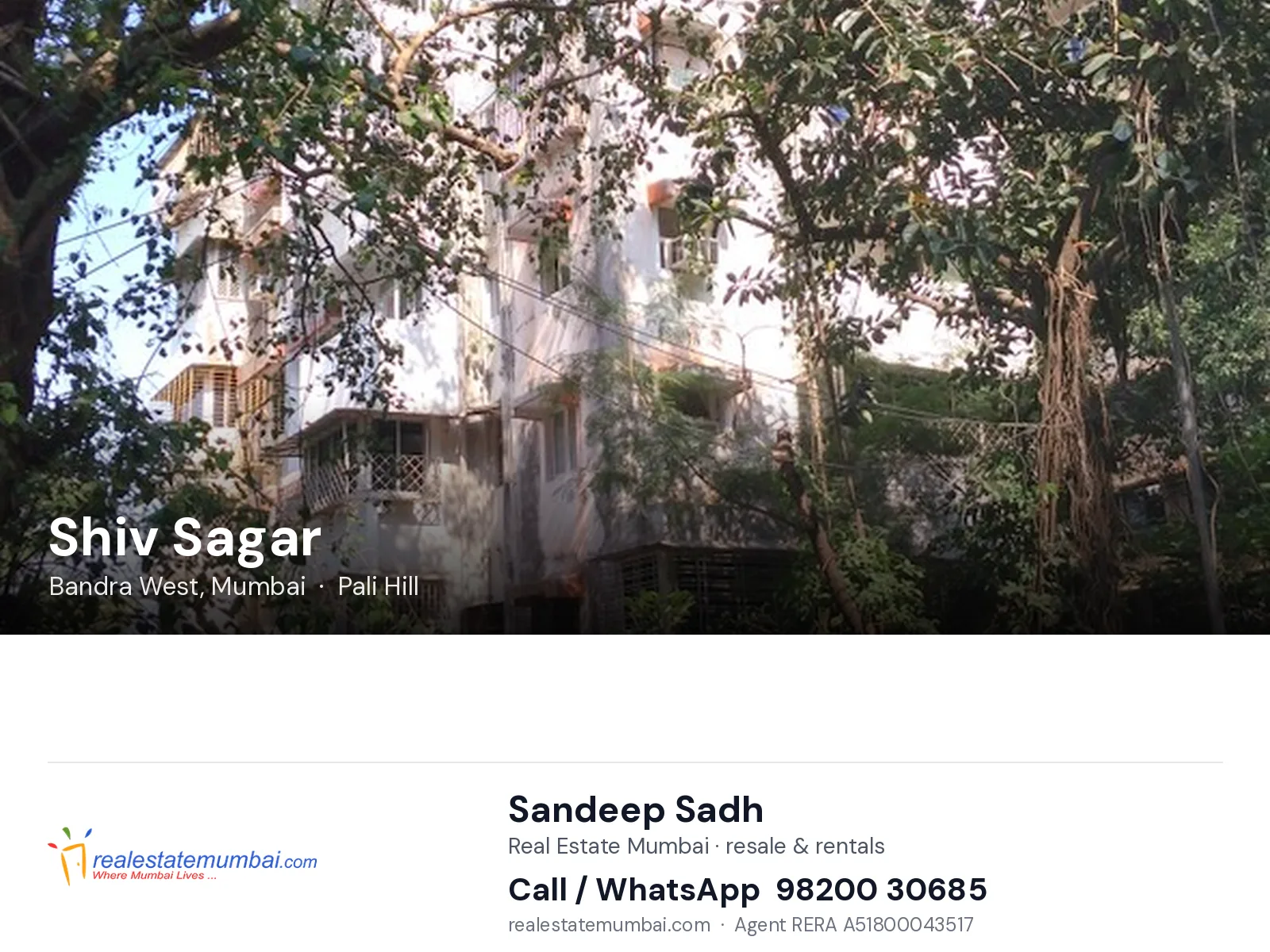 Shiv Sagar, Bandra West, Mumbai — flats | Real Estate Mumbai, Sandeep Sadh 98200 30685
