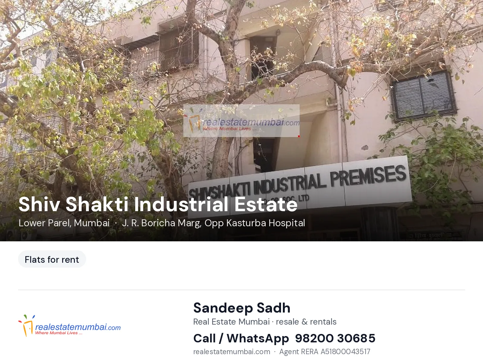Shiv Shakti Industrial Estate, Lower Parel, Mumbai — flats for rent | Real Estate Mumbai, Sandeep Sadh 98200 30685