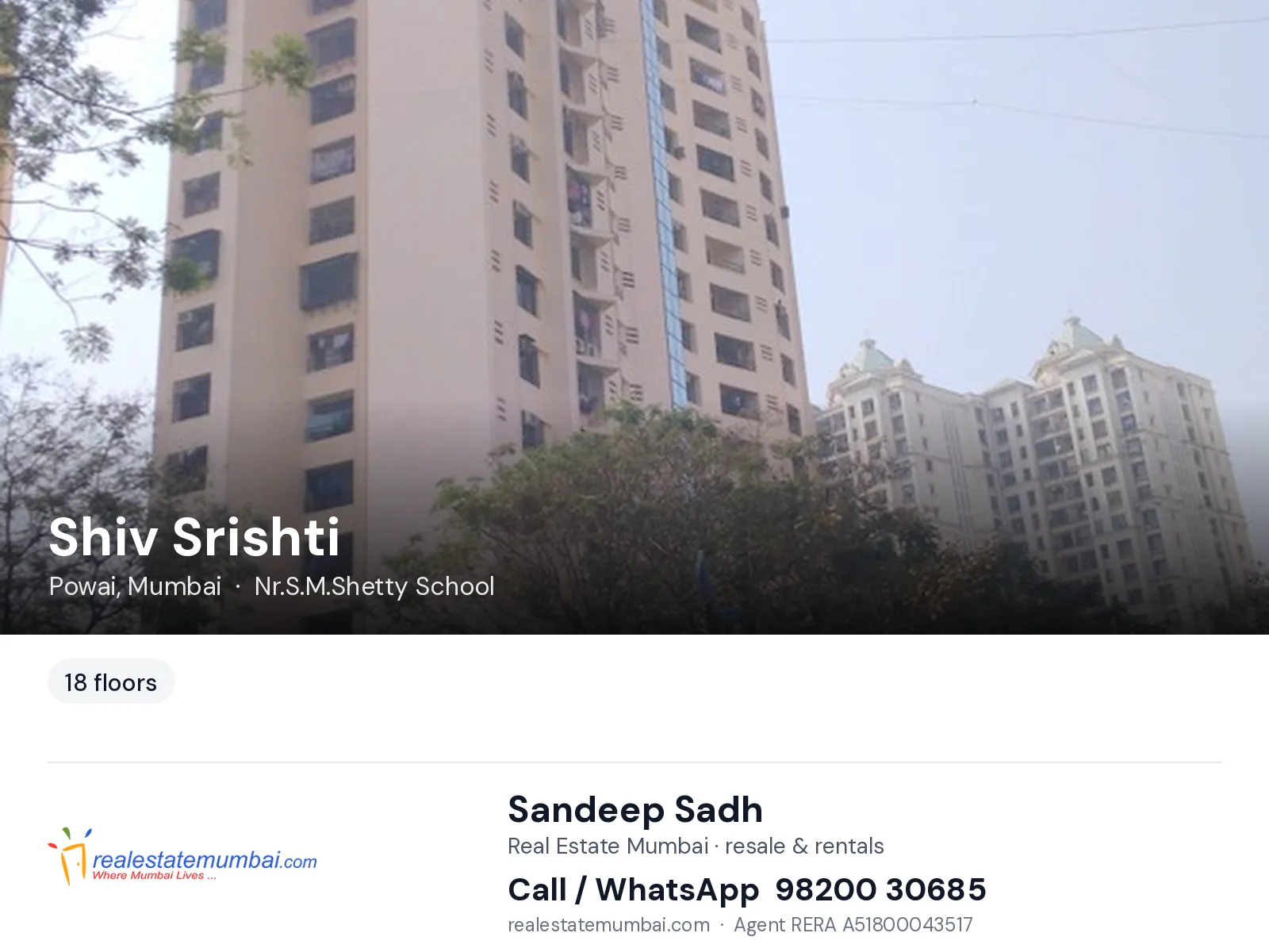 Shiv Srishti, Powai, Mumbai — flats | Real Estate Mumbai, Sandeep Sadh 98200 30685