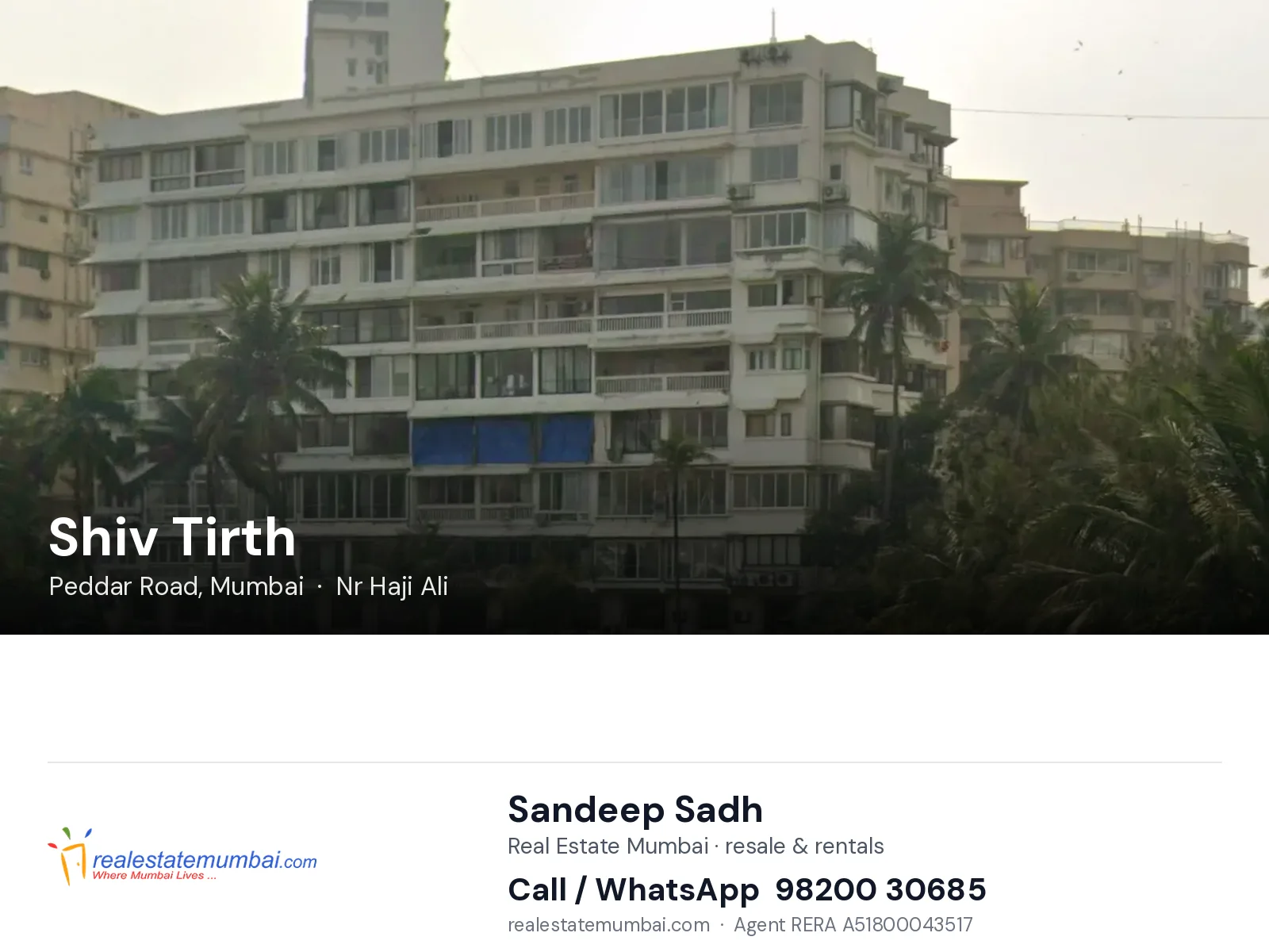 Shiv Tirth, Peddar Road, Mumbai — flats | Real Estate Mumbai, Sandeep Sadh 98200 30685