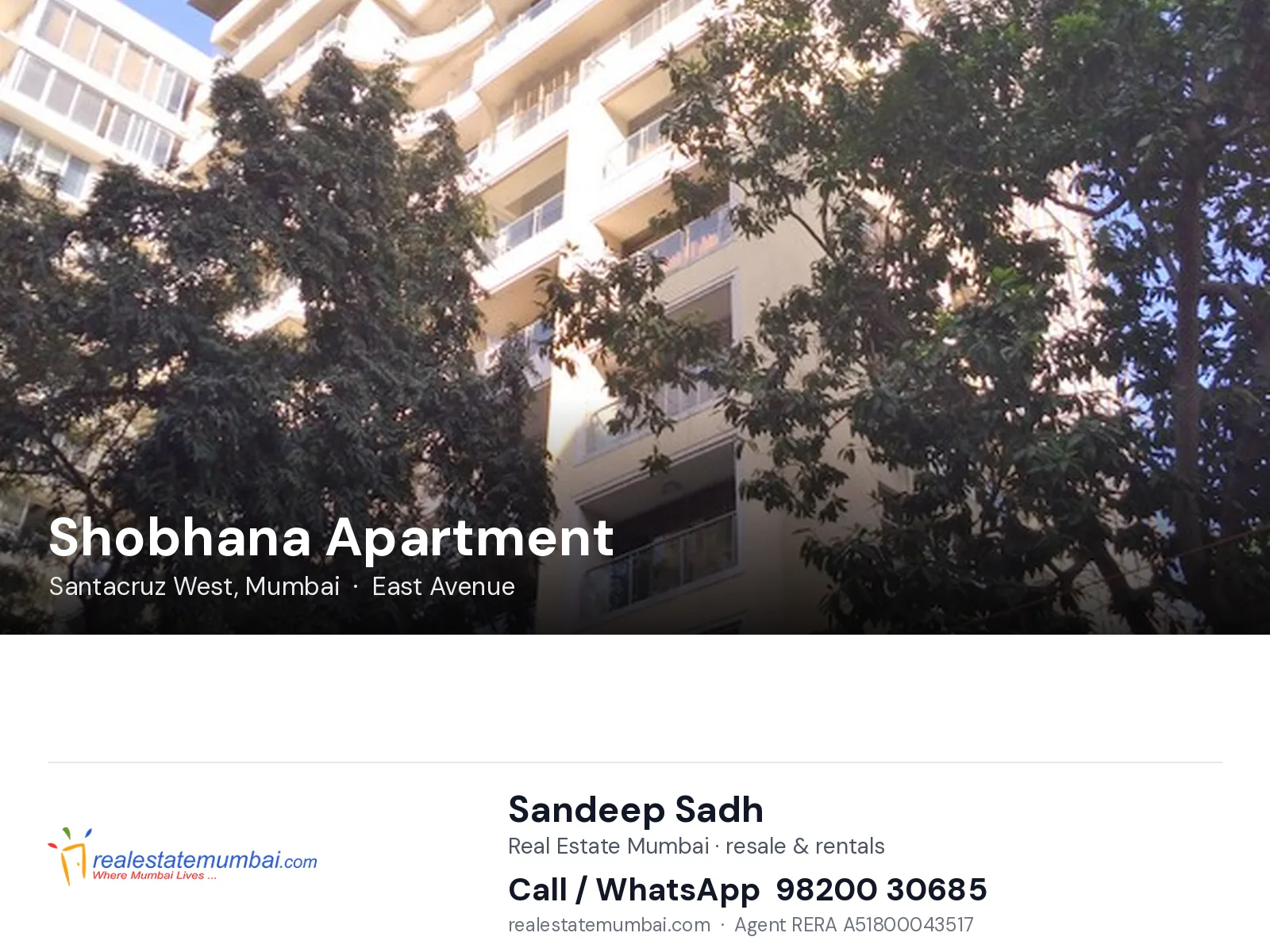 Shobhana Apartment, Santacruz West, Mumbai — flats | Real Estate Mumbai, Sandeep Sadh 98200 30685
