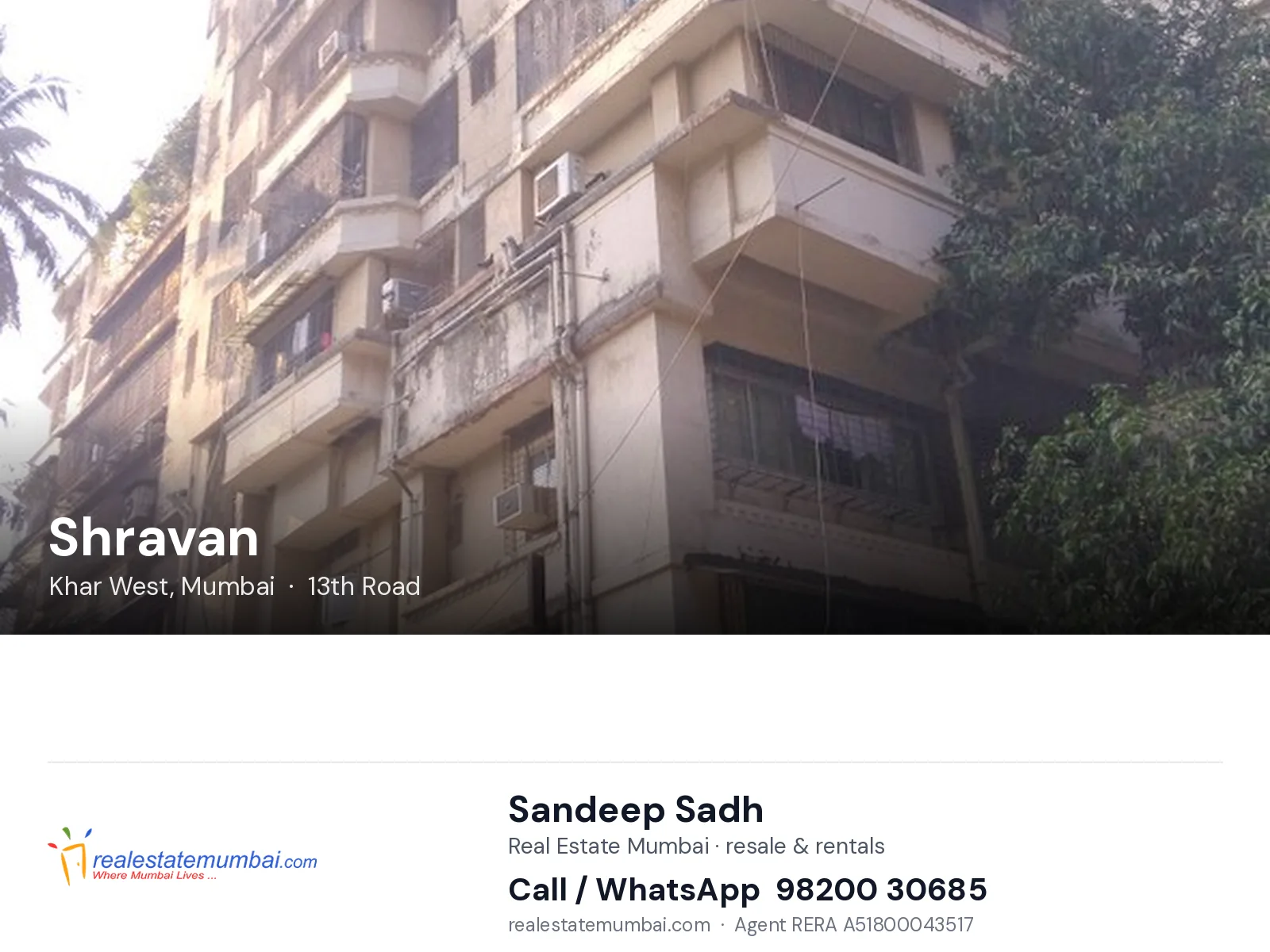 Shravan, Khar West, Mumbai — flats | Real Estate Mumbai, Sandeep Sadh 98200 30685