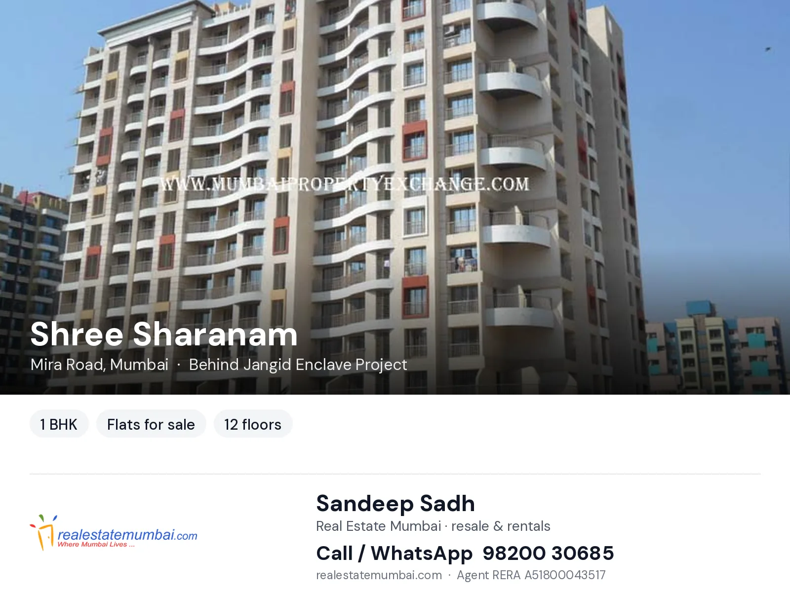 Shree Sharanam, Mira Road, Mumbai — 1 BHK flats for sale | Real Estate Mumbai, Sandeep Sadh 98200 30685