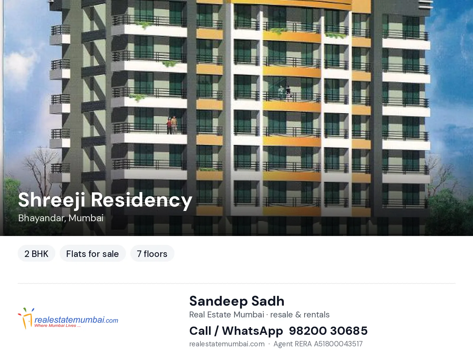 Shreeji Residency, Bhayandar, Mumbai — 2 BHK flats for sale | Real Estate Mumbai, Sandeep Sadh 98200 30685