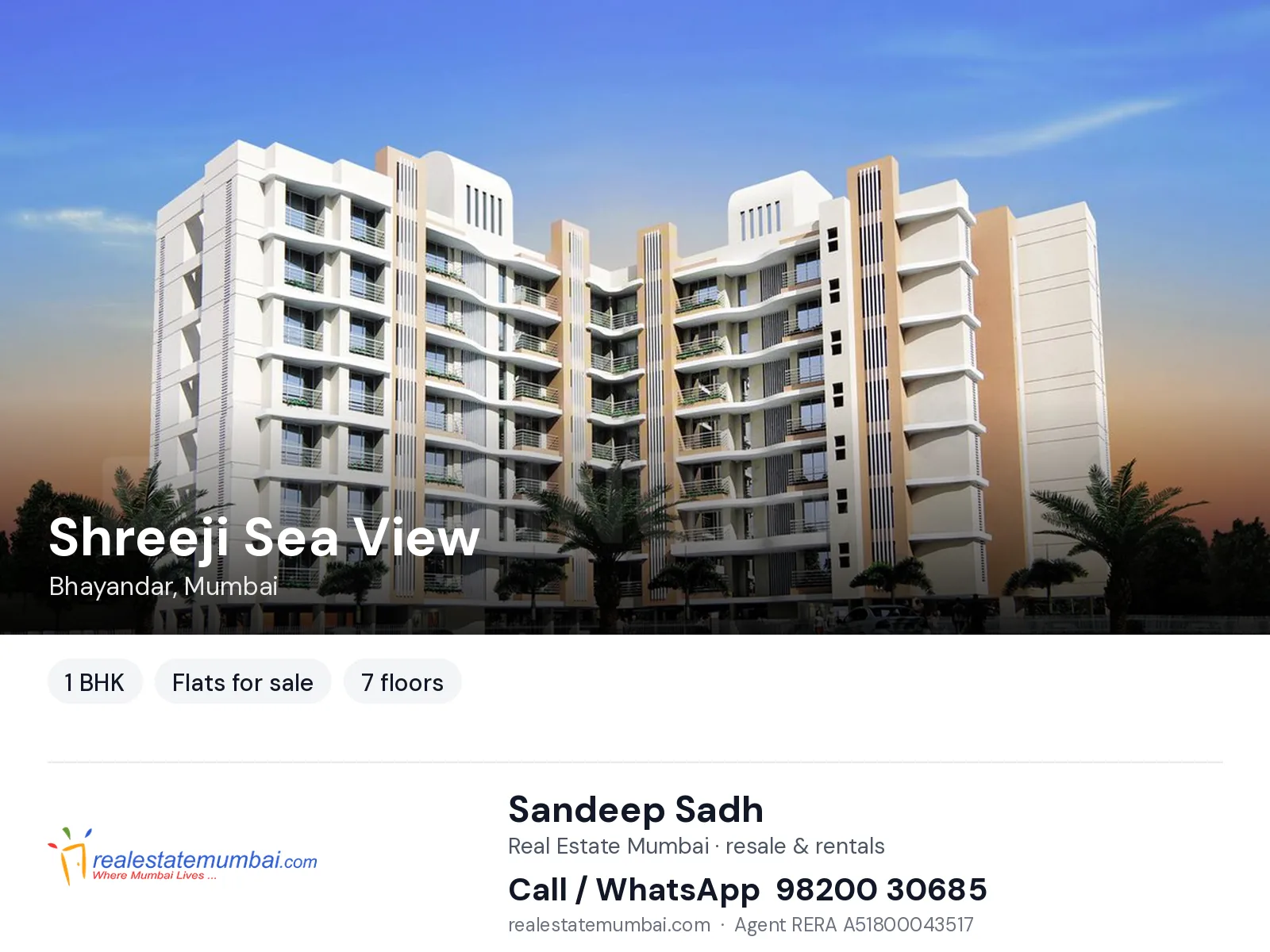 Shreeji Sea View, Bhayandar, Mumbai — 1 BHK flats for sale | Real Estate Mumbai, Sandeep Sadh 98200 30685