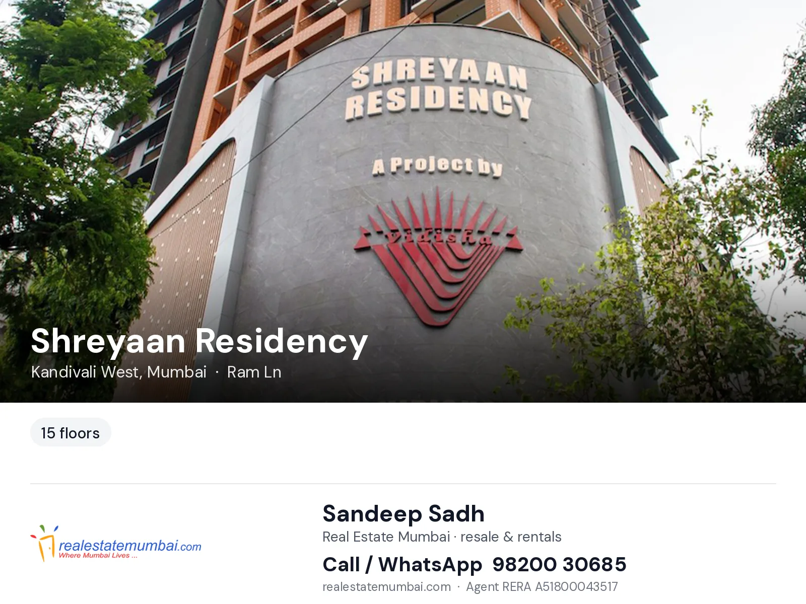 Shreyaan Residency, Kandivali West, Mumbai — flats | Real Estate Mumbai, Sandeep Sadh 98200 30685