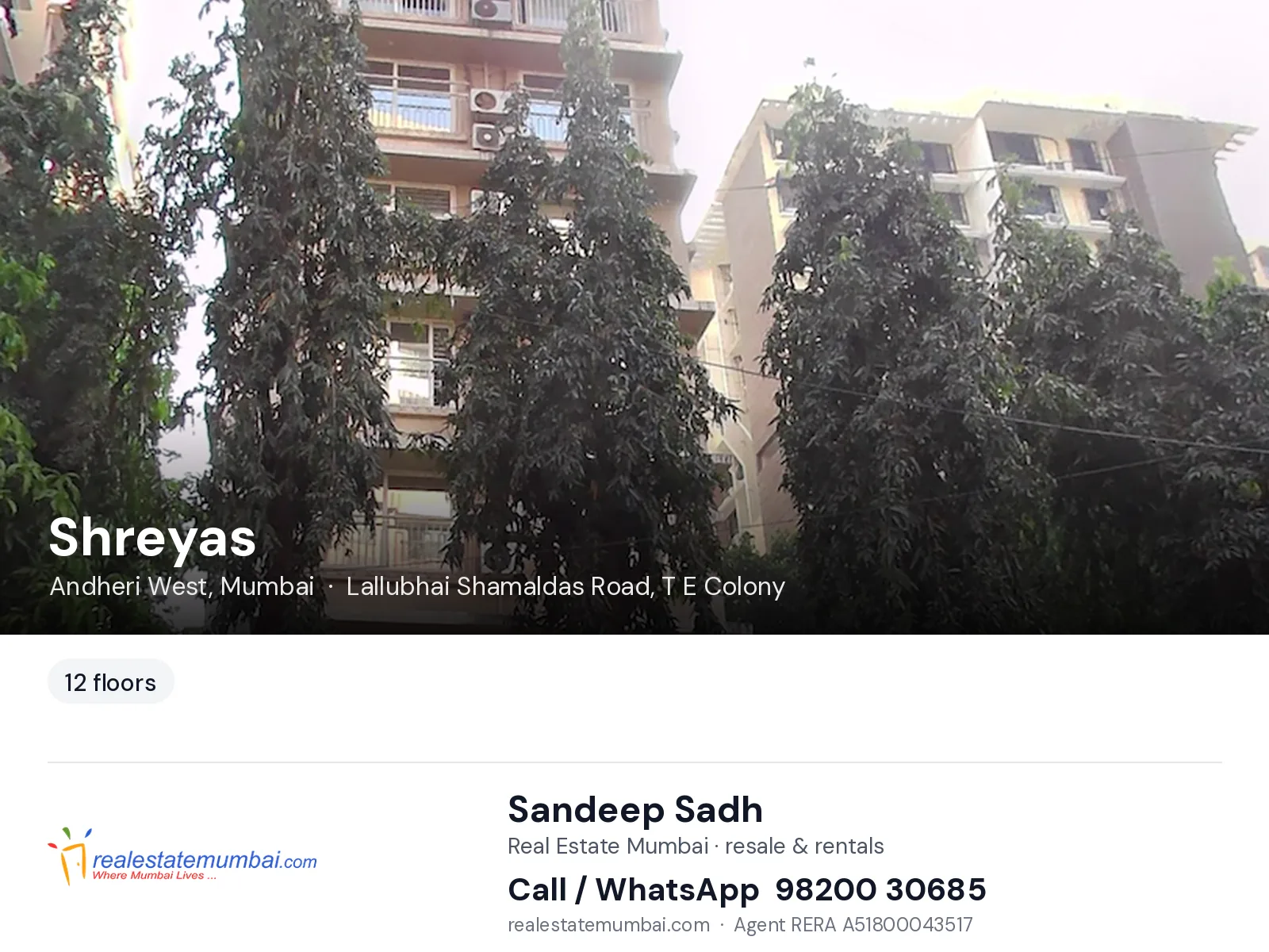 Shreyas, Andheri West, Mumbai — flats | Real Estate Mumbai, Sandeep Sadh 98200 30685