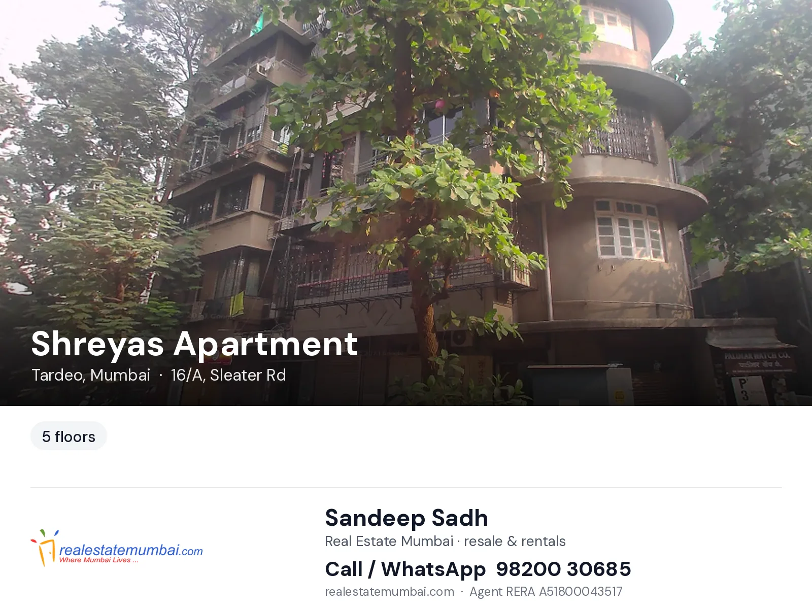 Shreyas Apartment, Tardeo, Mumbai — flats | Real Estate Mumbai, Sandeep Sadh 98200 30685