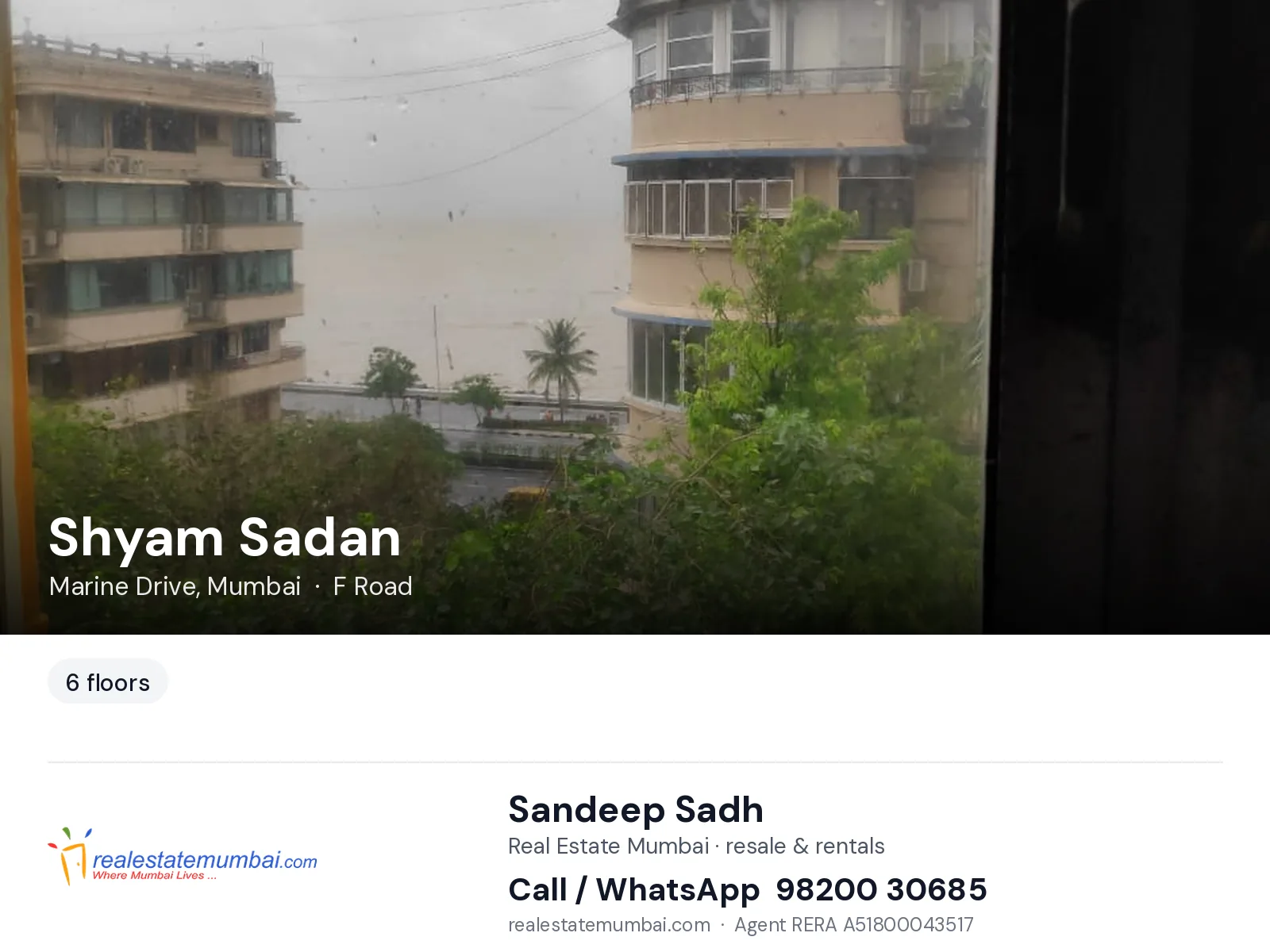 Shyam Sadan, Marine Drive, Mumbai — flats | Real Estate Mumbai, Sandeep Sadh 98200 30685