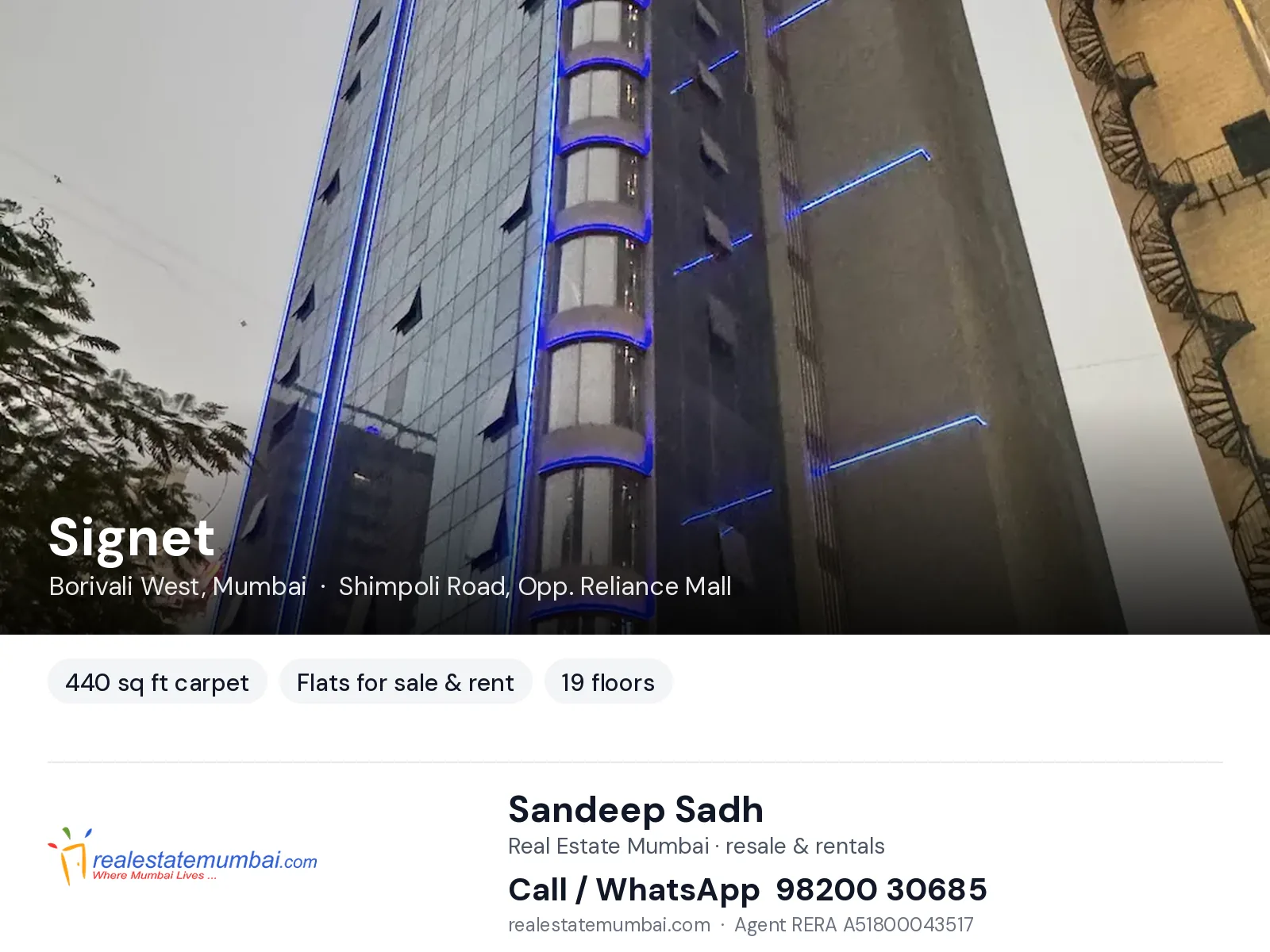 Signet, Borivali West, Mumbai — flats for sale & rent | Real Estate Mumbai, Sandeep Sadh 98200 30685