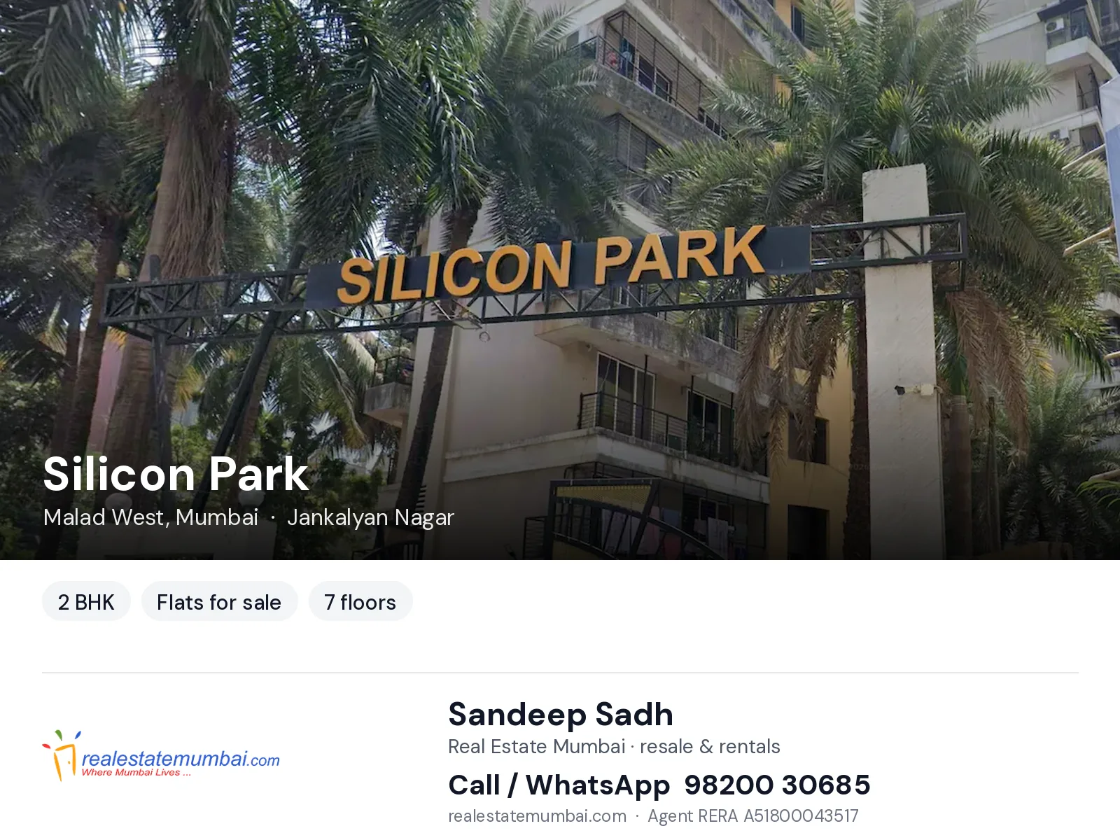 Silicon Park, Malad West, Mumbai — 2 BHK flats for sale | Real Estate Mumbai, Sandeep Sadh 98200 30685